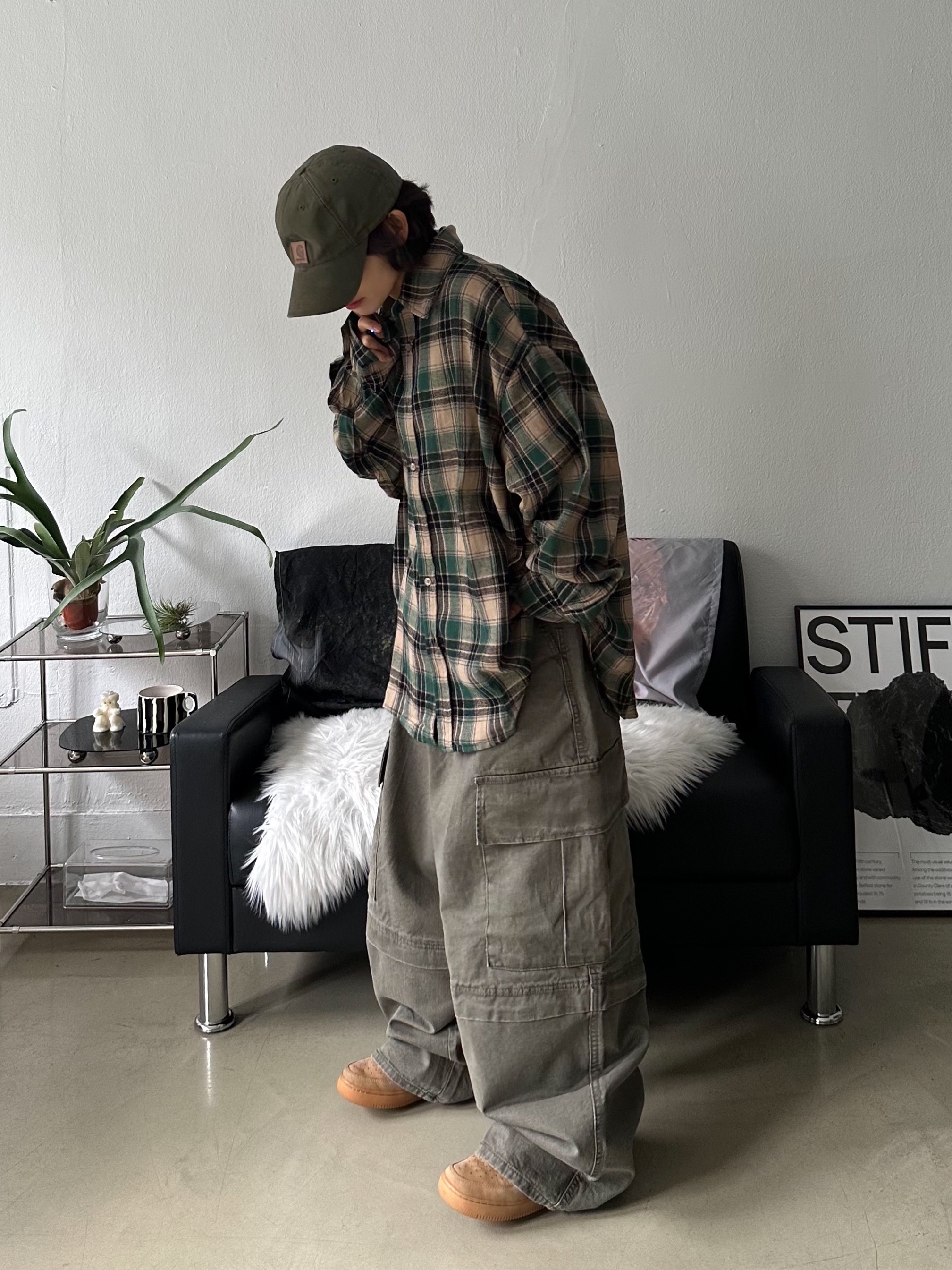(W) Nike Air Force 1 '07 WB Flax Wheat, Carhartt Canvas Cap Army Green 착용 스타일 - 4