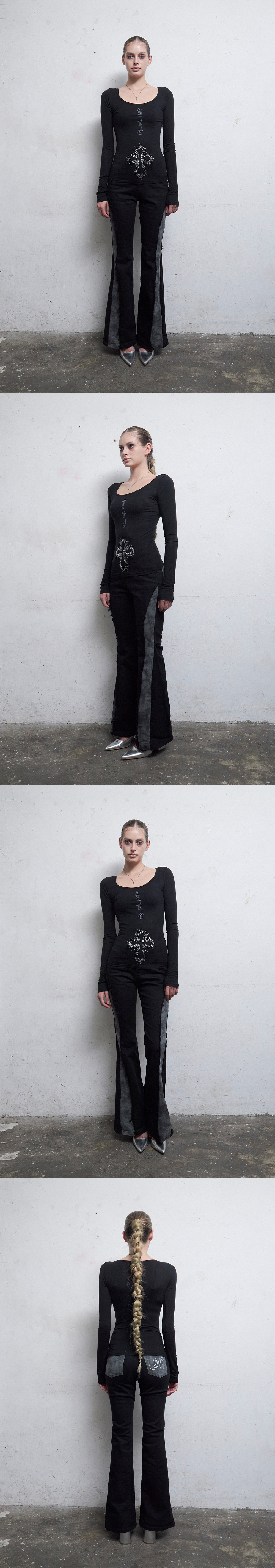 HILLDA Cross Hotfix Long Sleeve シズニルック 힐다 크로스 핫픽스 롱 슬리브 블랙 | HILLDA | KREAM