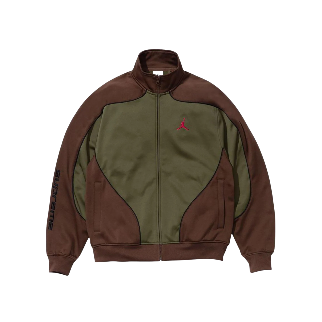 Supreme x Jordan Tricot Track Jacket Olive - 24FW 상세 이미지 2