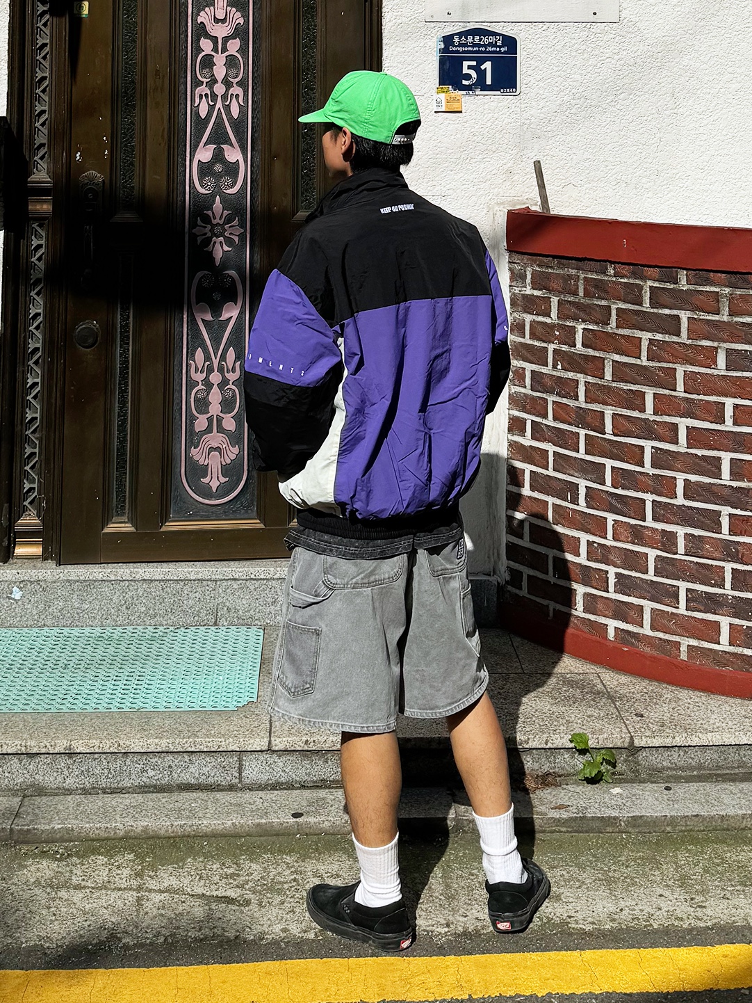 QT8 Garments TL Old Track Jacket Purple 착용 스타일 - 2