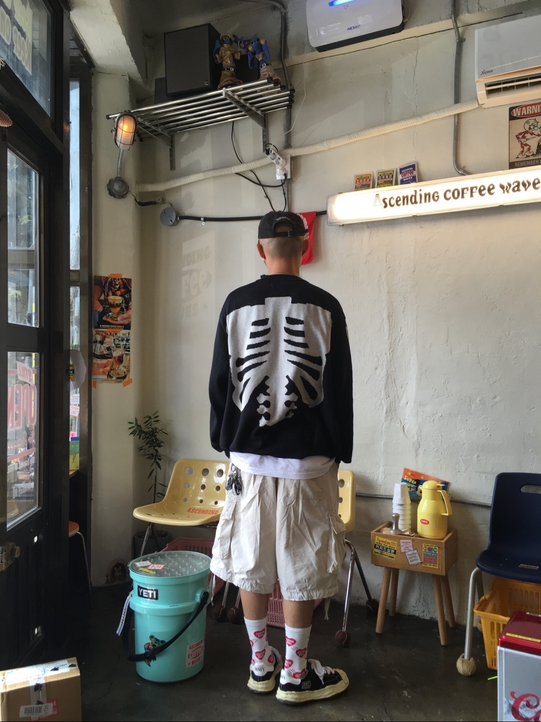 Human Made Heart Pattern Socks Red, Maison Mihara Yasuhiro Blakey VL OG Sole Canvas Low-top Sneakers Black 착용 스타일 - 2