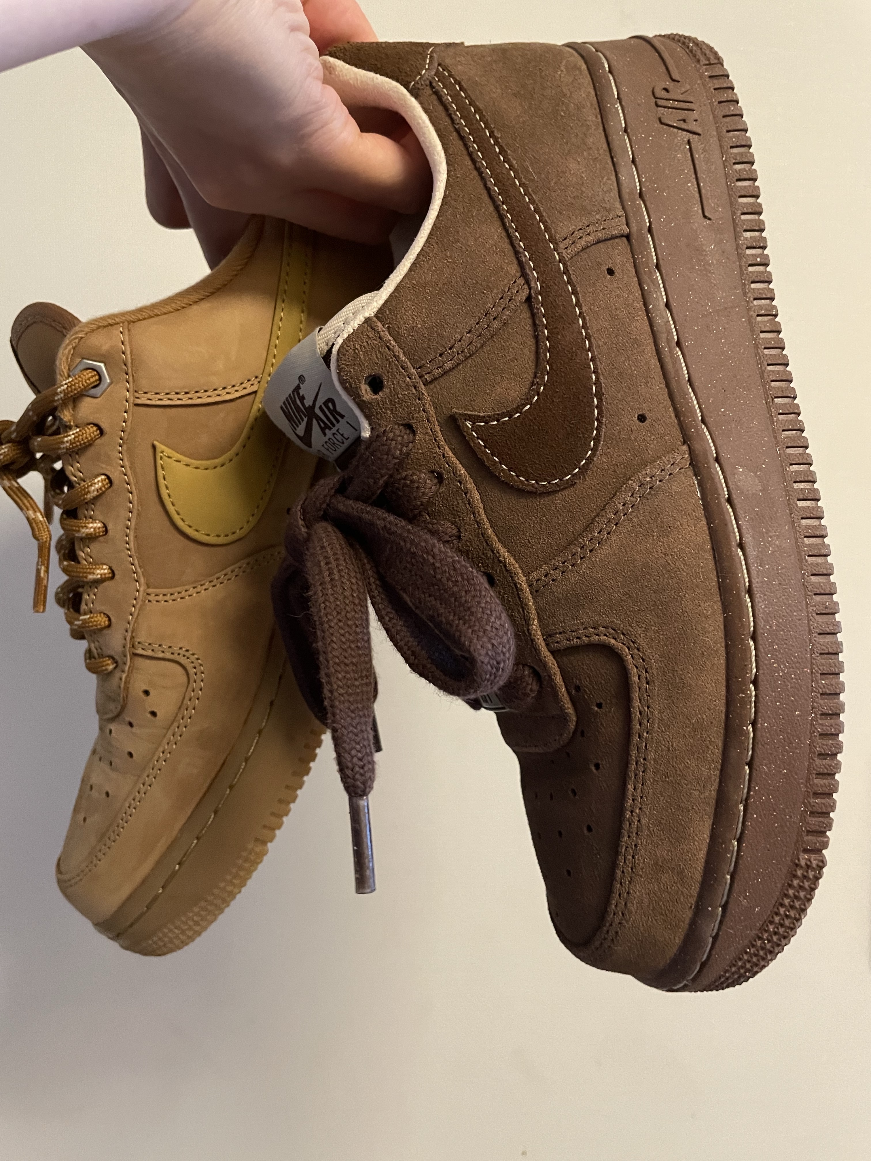 (W) Nike Air Force 1 '07 WB Flax Wheat, (W) Nike Air Force 1 '07 Cacao Wow 착용 스타일 - 2