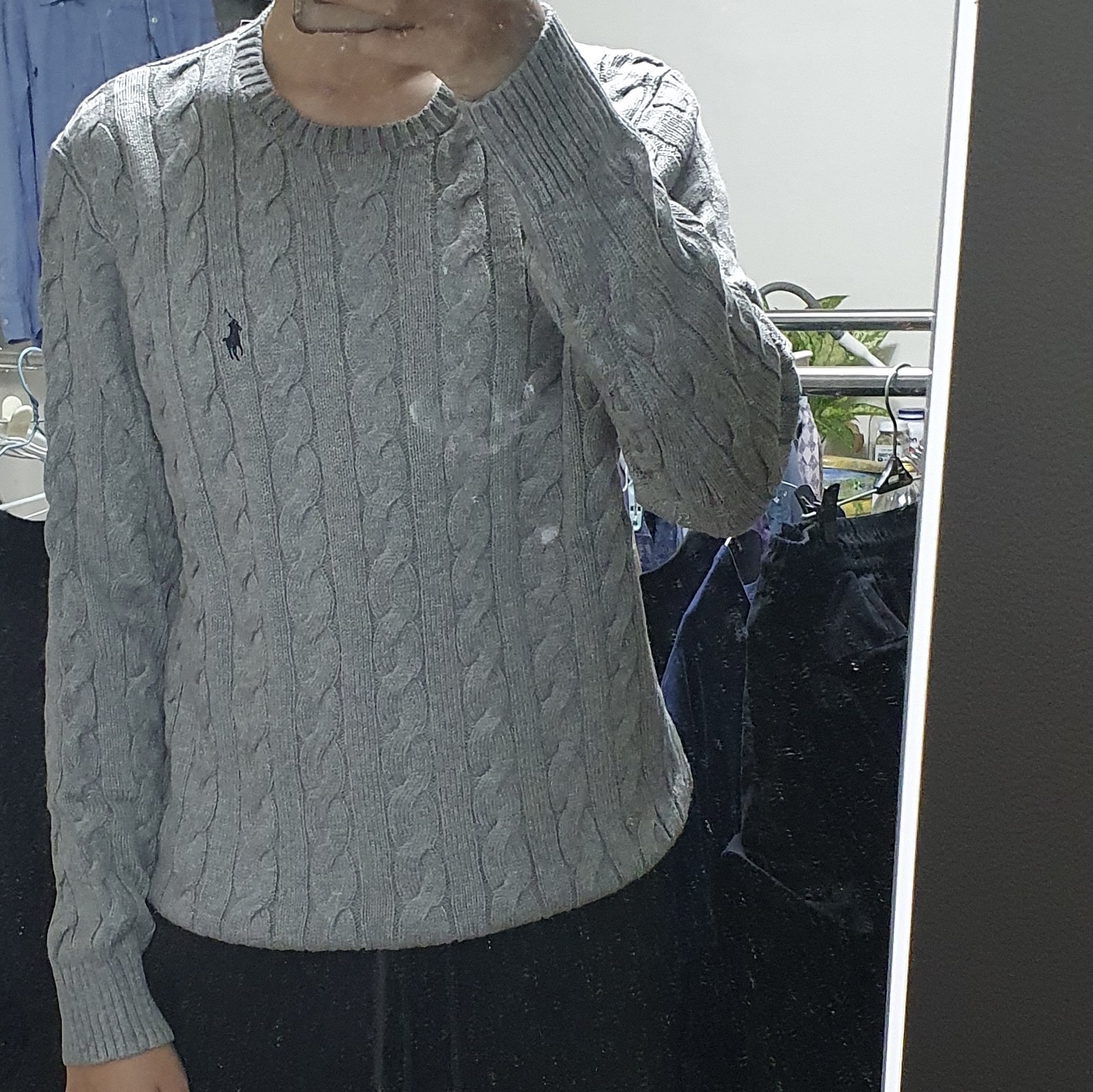 [30%적립] Polo Ralph Lauren Cable Knit Cotton Sweater Grey 착용 스타일