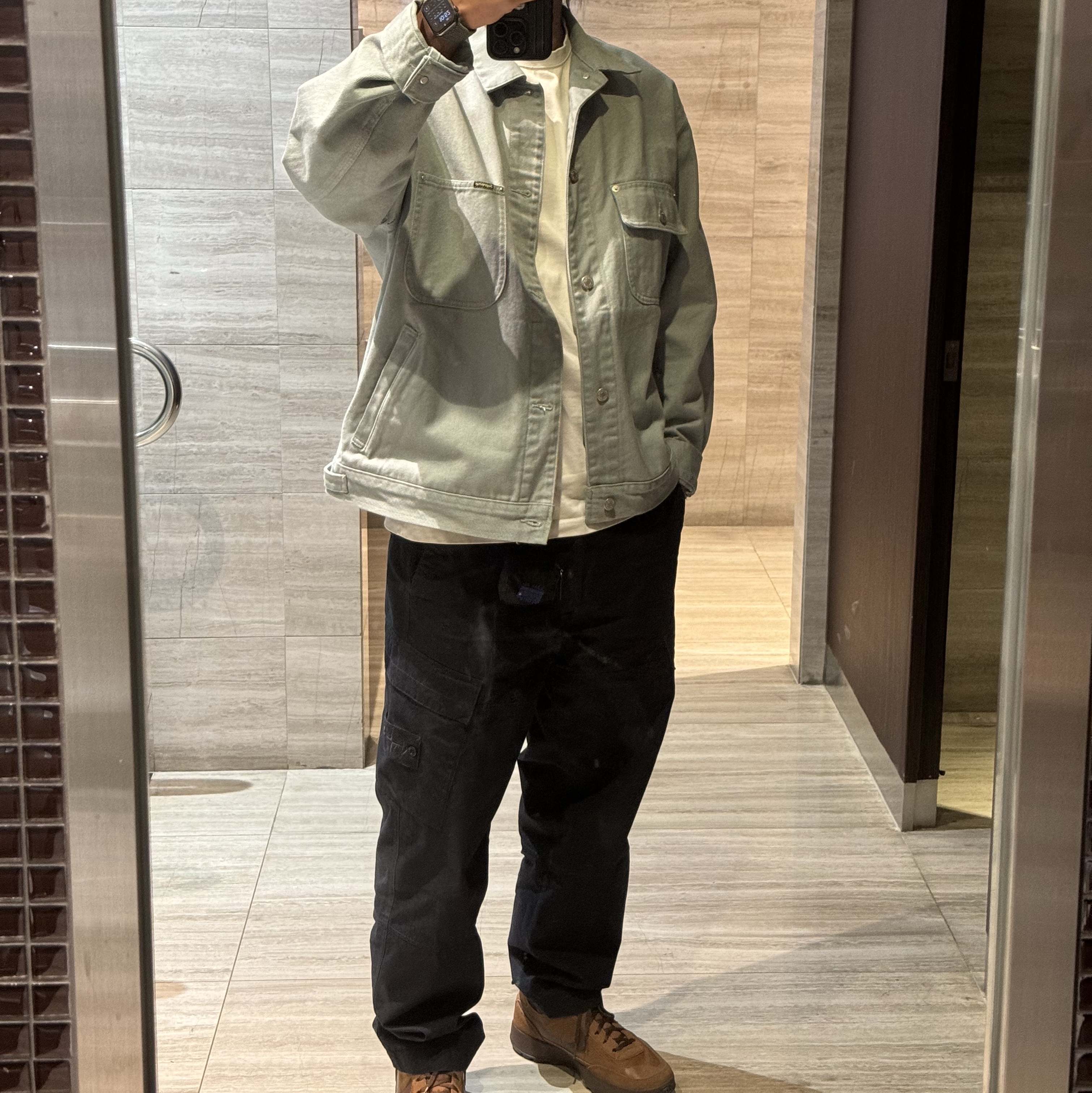 Supreme Denim Chore Trucker Jacket Mint - 24SS, Nike x Tom Sachs General Purpose Shoe Brown 착용 스타일