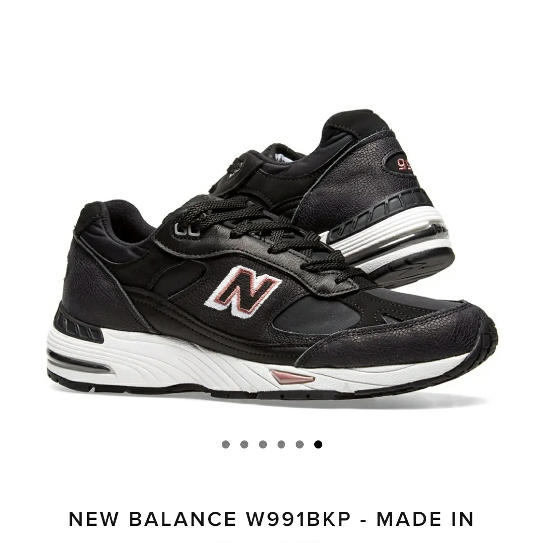 (W) New Balance 991 Made in UK Black Pink 착용 스타일 - 1