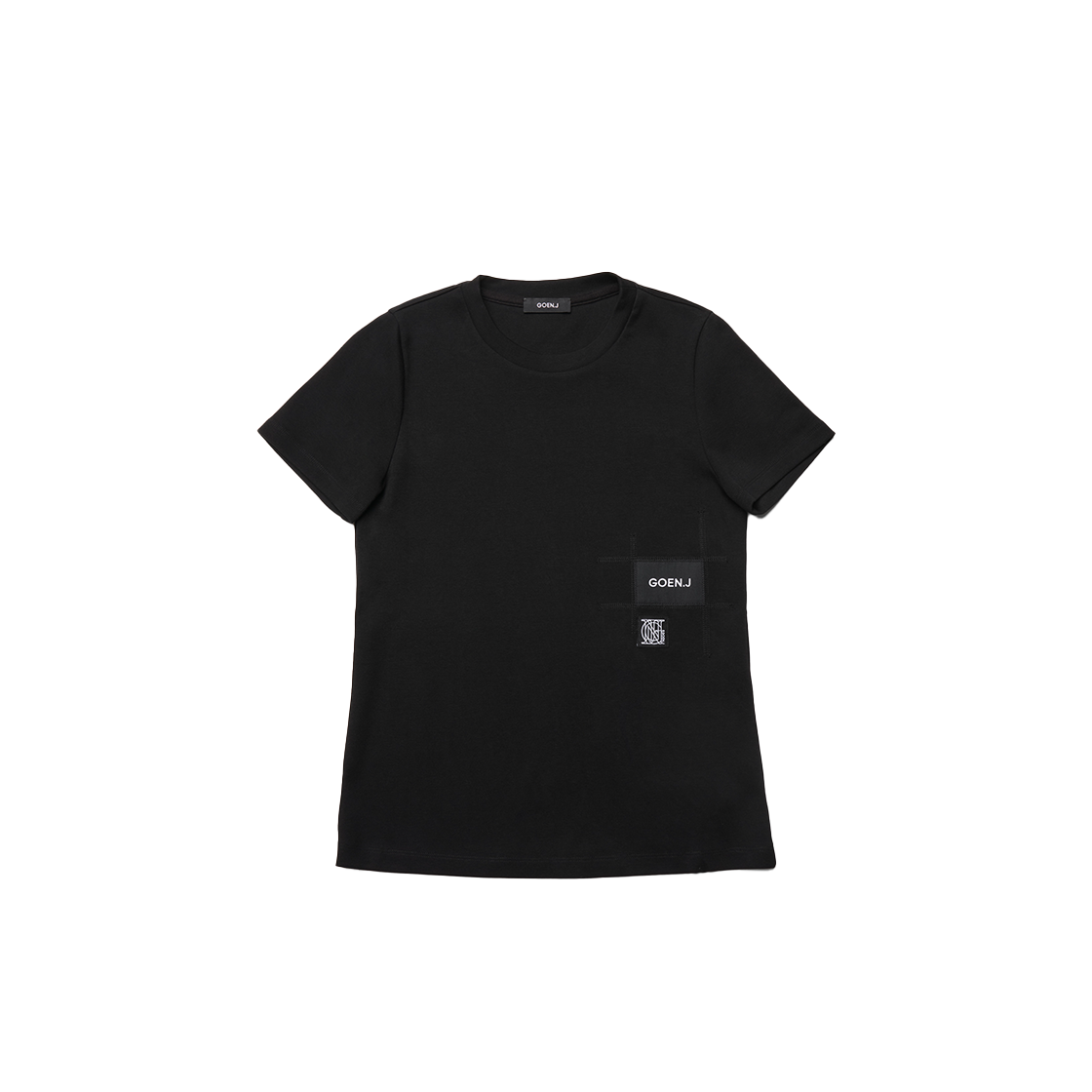 GJ24AW-T07_01 GOEN.J Logo Patches Cotton Jersey Top Black