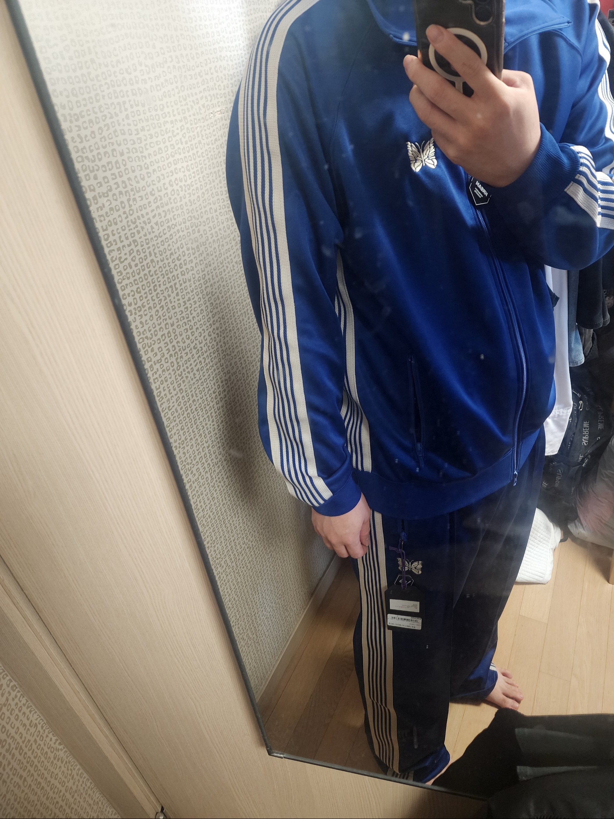 Needles Track Jacket Poly Smooth Royal, Needles Track Pants Poly Smooth Royal 착용 스타일 - 2