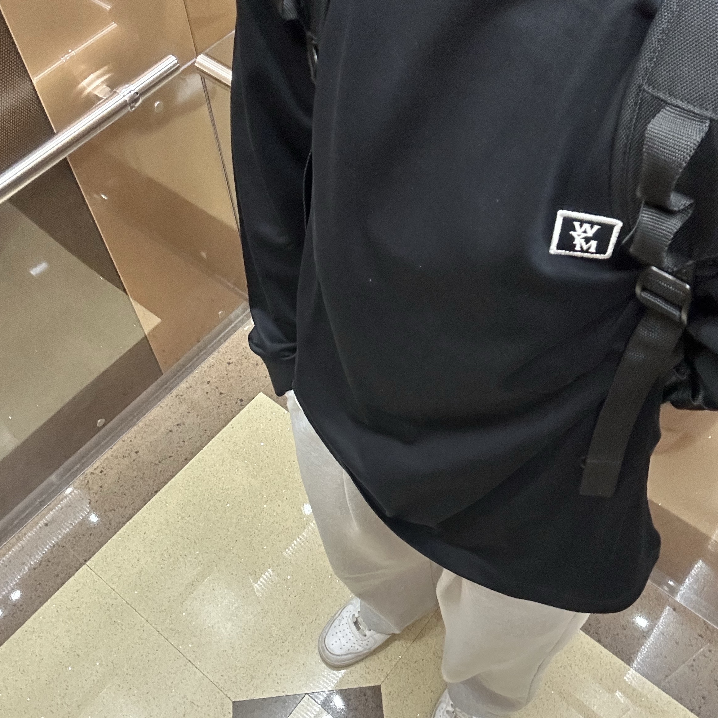 Wooyoungmi Back Logo Long Sleeve T-Shirt Black - 24SS 착용 스타일
