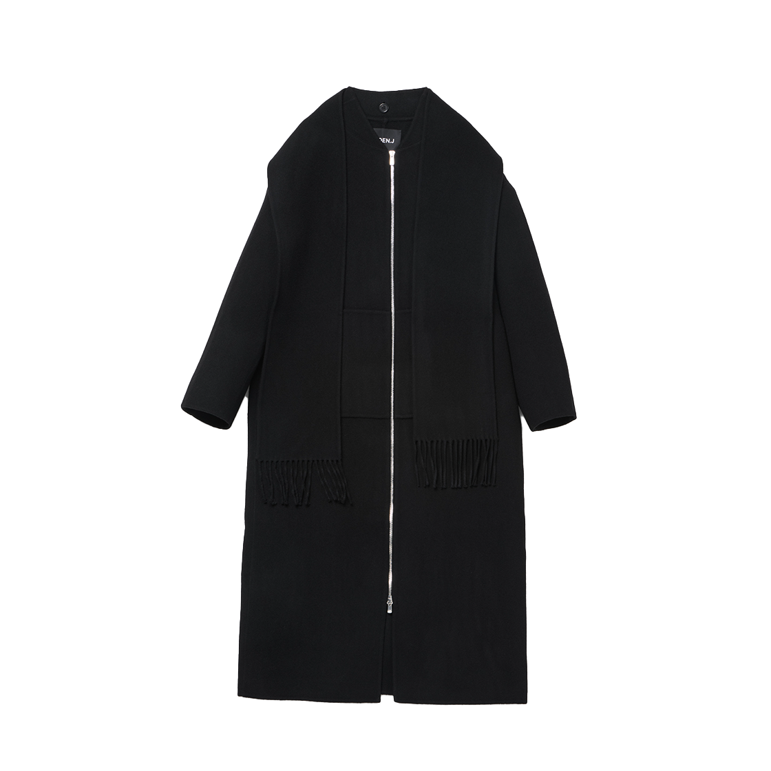 고엔제이 디태처블 머플러 더블페이스 울 투웨이 집업 코트 블랙(GOEN.J Detachable Muffler Double Faced Wool Two Way Zip Up Coat Black)