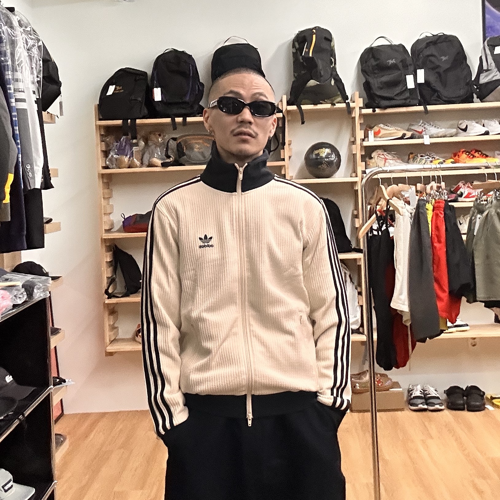 Adidas Waffle Beckenbauer Track Top Wonder White - KR Sizing 착용 스타일 - 1