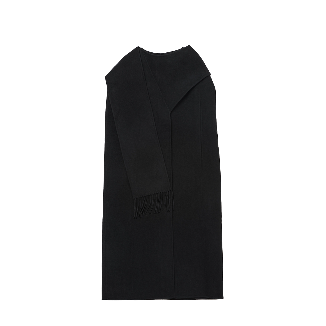 GJ24AW-PC03 GOEN.J Double Faced Wool Blend Muffler Cape Poncho Black