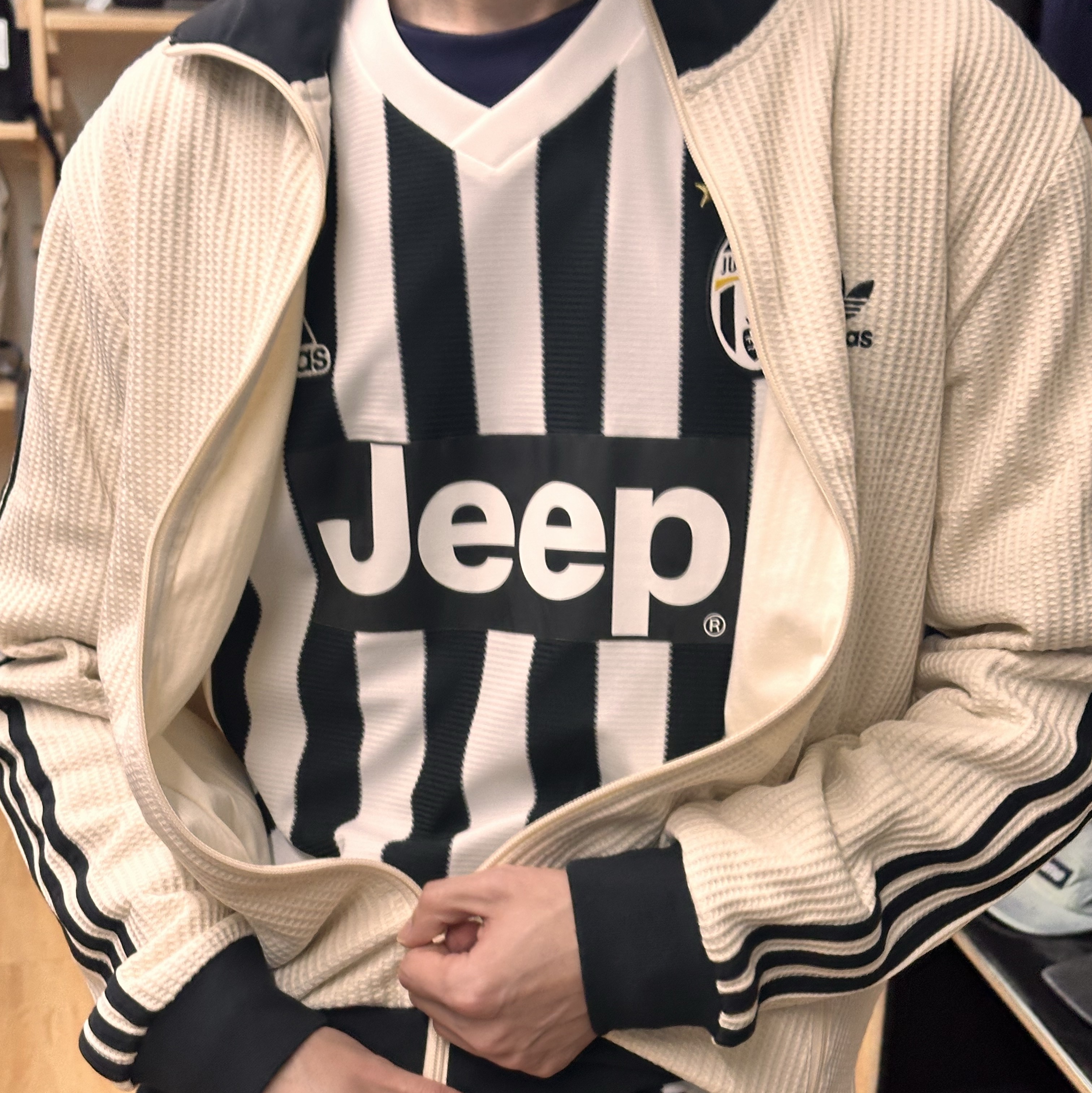 Adidas Waffle Beckenbauer Track Top Wonder White - KR Sizing 착용 스타일 - 3