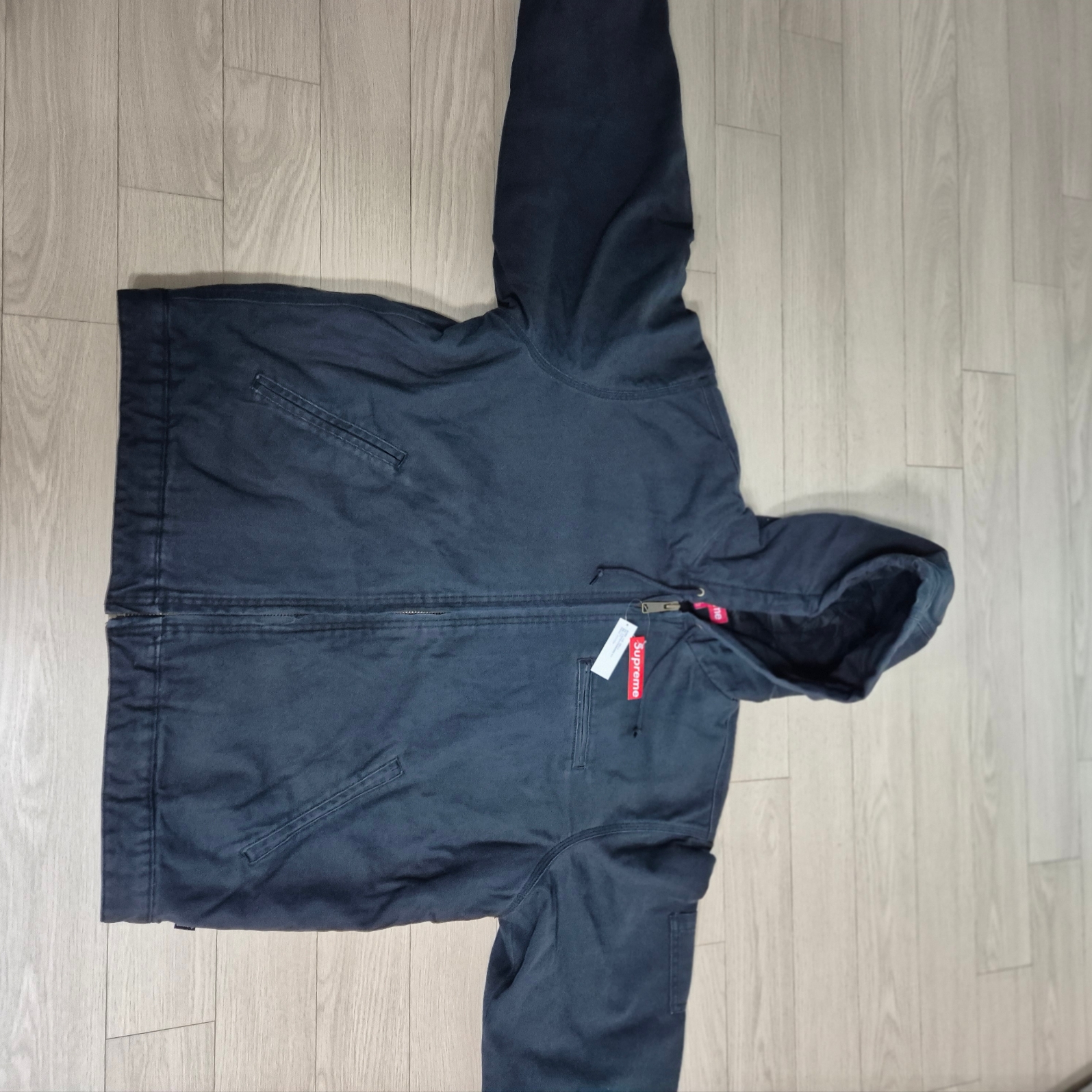 Supreme x Thrasher Hooded Work Jacket Black - 24FW 착용 스타일 - 2