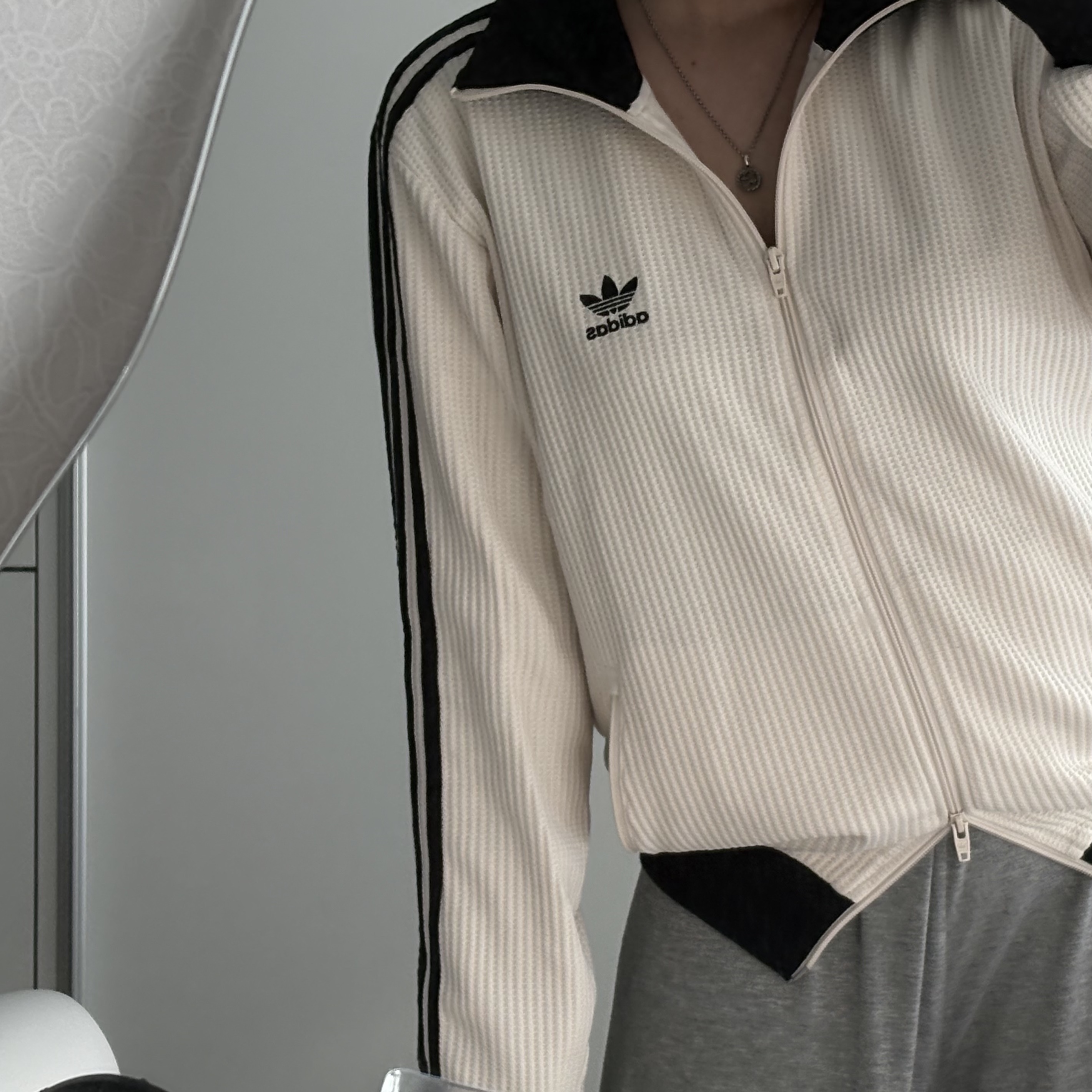 Adidas Waffle Beckenbauer Track Top Wonder White - KR Sizing 착용 스타일 - 1