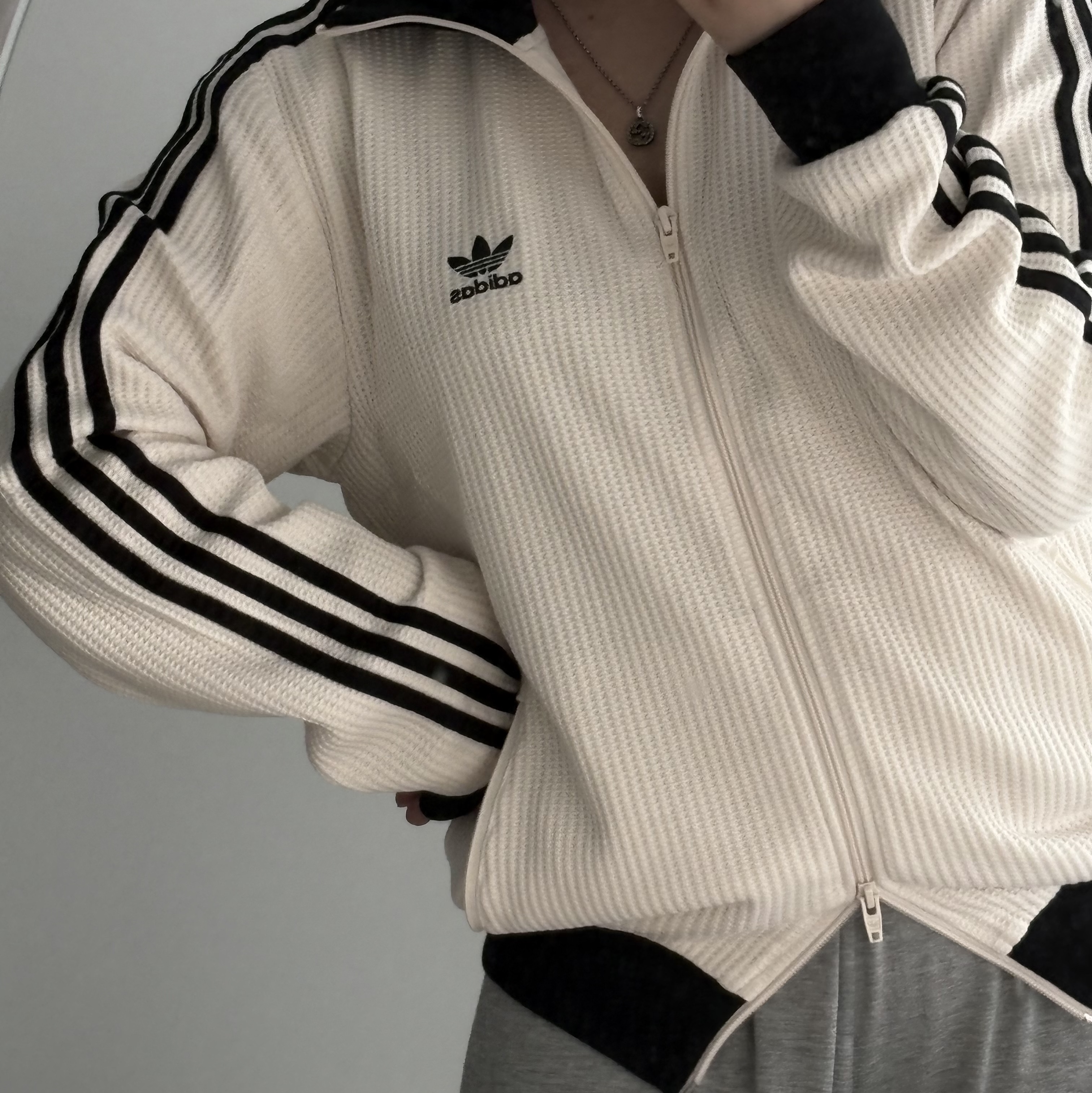 Adidas Waffle Beckenbauer Track Top Wonder White - KR Sizing 착용 스타일 - 2
