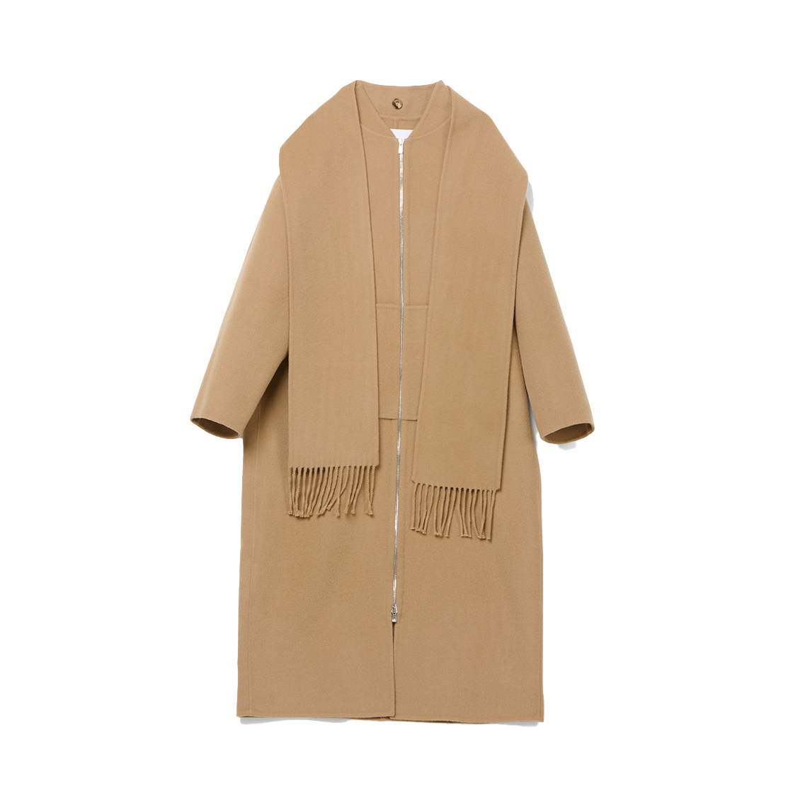고엔제이 디태처블 머플러 양면 울 투웨이 집업 코트 베이지(GOEN.J Detachable Muffler Double Faced Wool Two Way Zip Up Coat Beige)