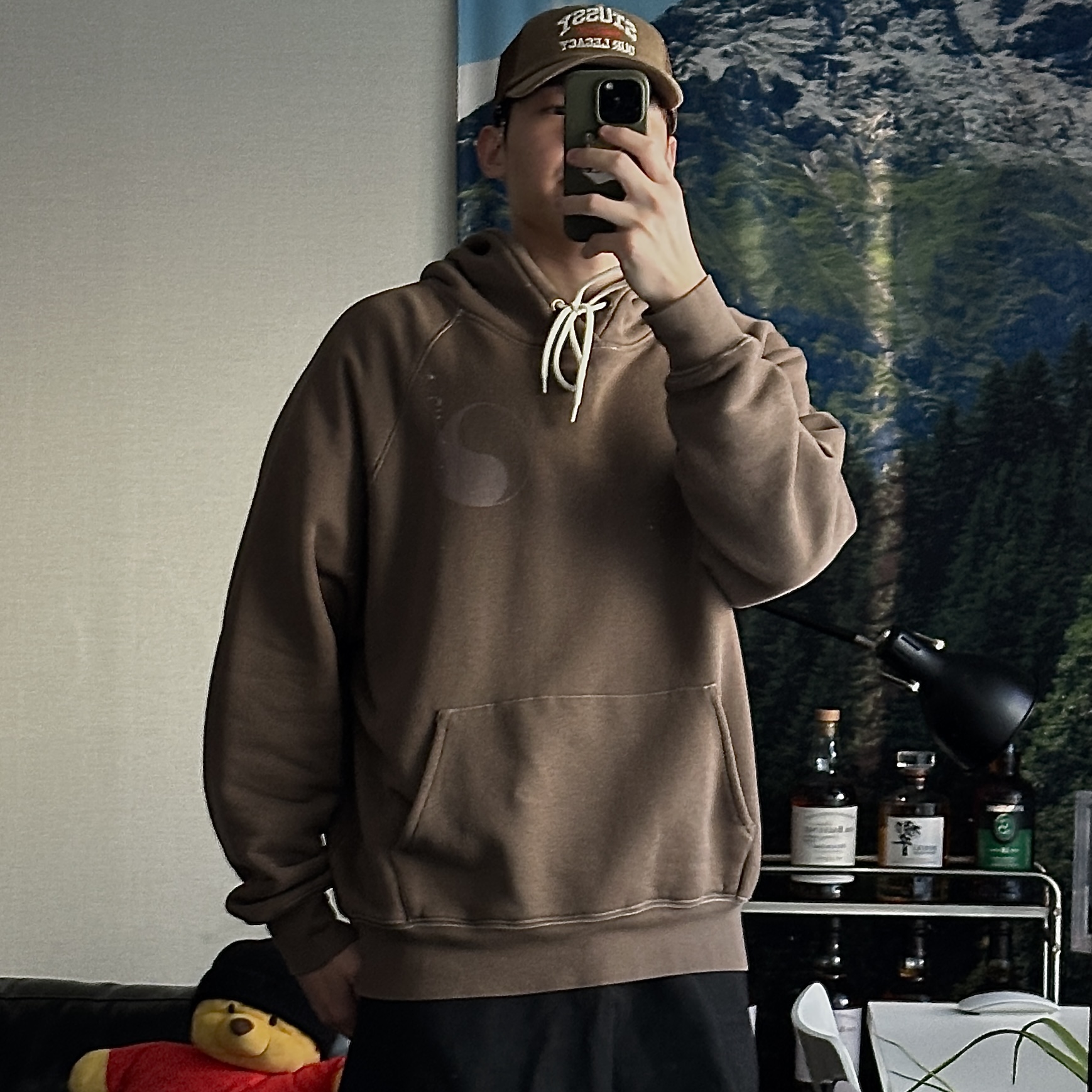 Stussy x Our Legacy Work Shop Low Profile Trucker Cap Brown, Our Legacy Work Shop Hood Shitake 착용 스타일 - 3