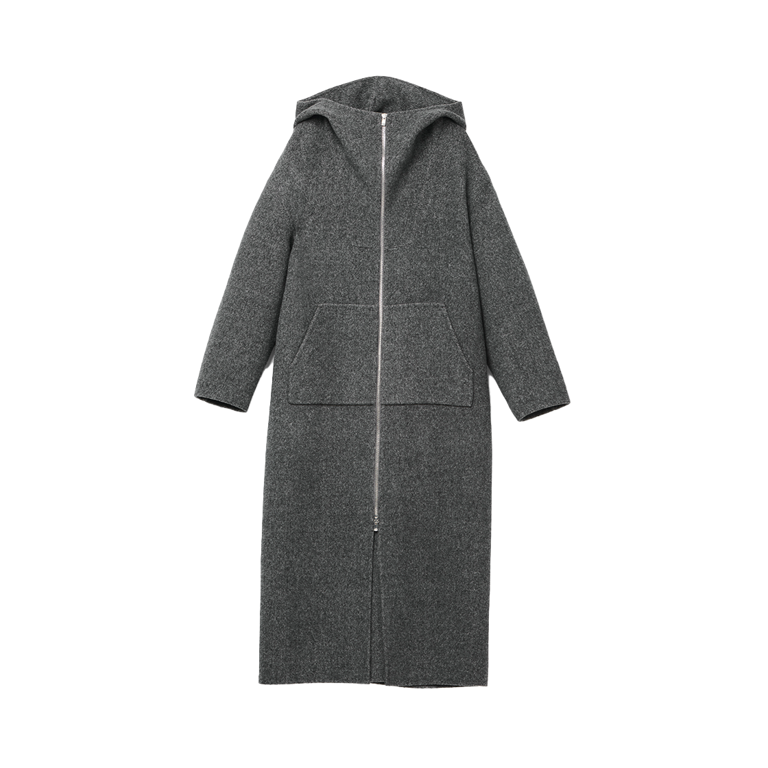 고엔제이 후드 더블 페이스 울 집업 코트 그레이