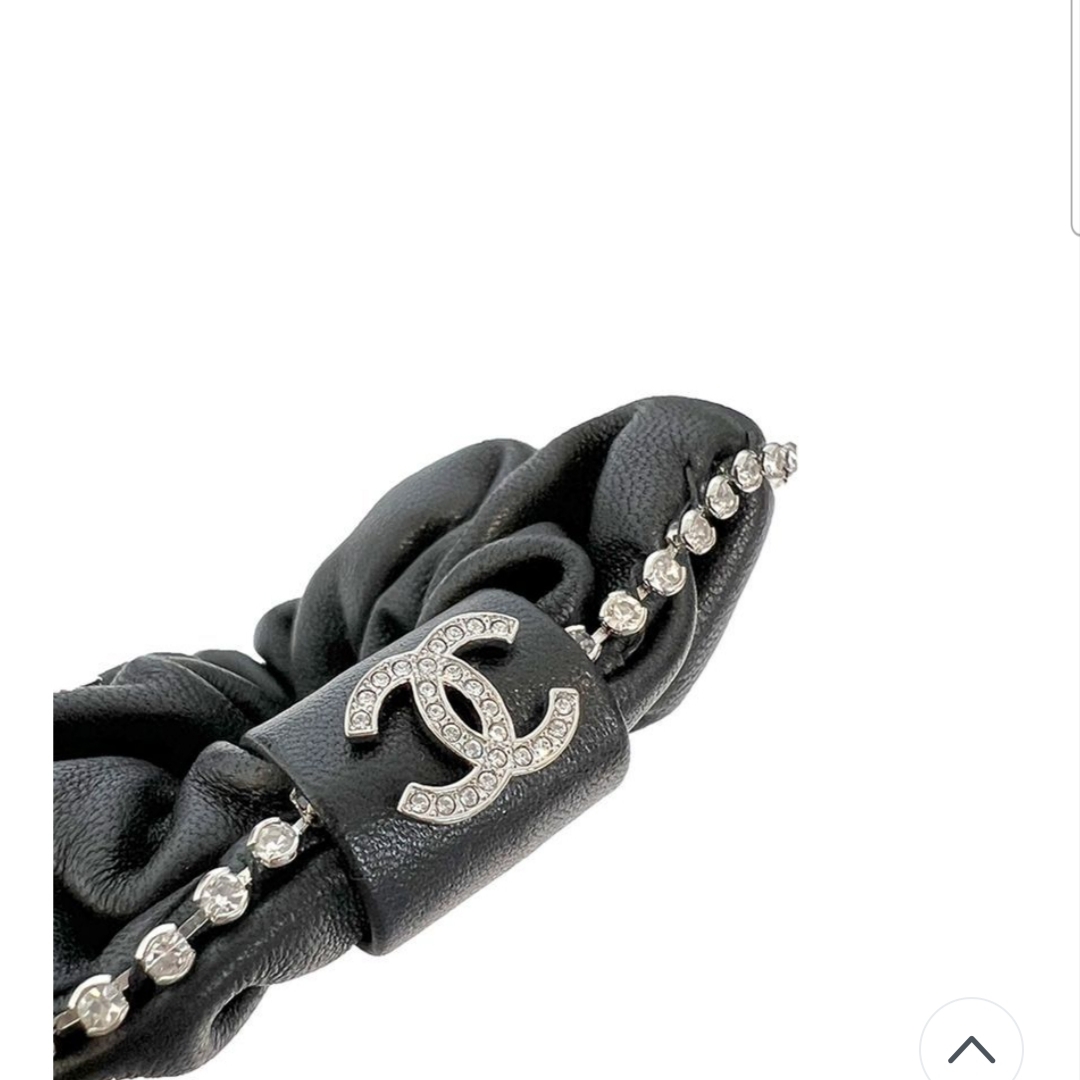 (W) Chanel Hair Accessory Lambskin Strass & Silver Black 착용 스타일