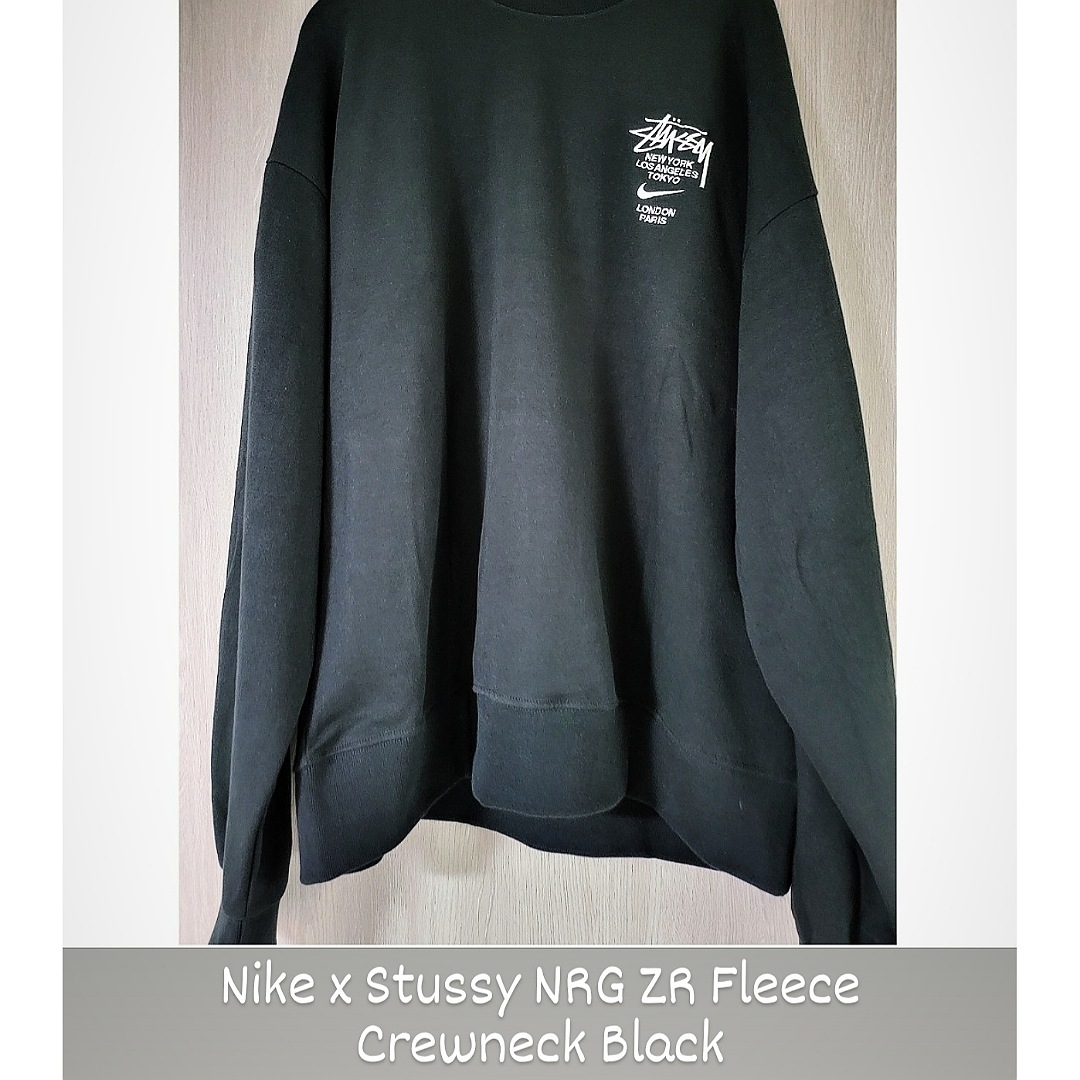 Nike x Stussy NRG ZR Fleece Crewneck Black - Asia μ°©μ© μ€νμΌ