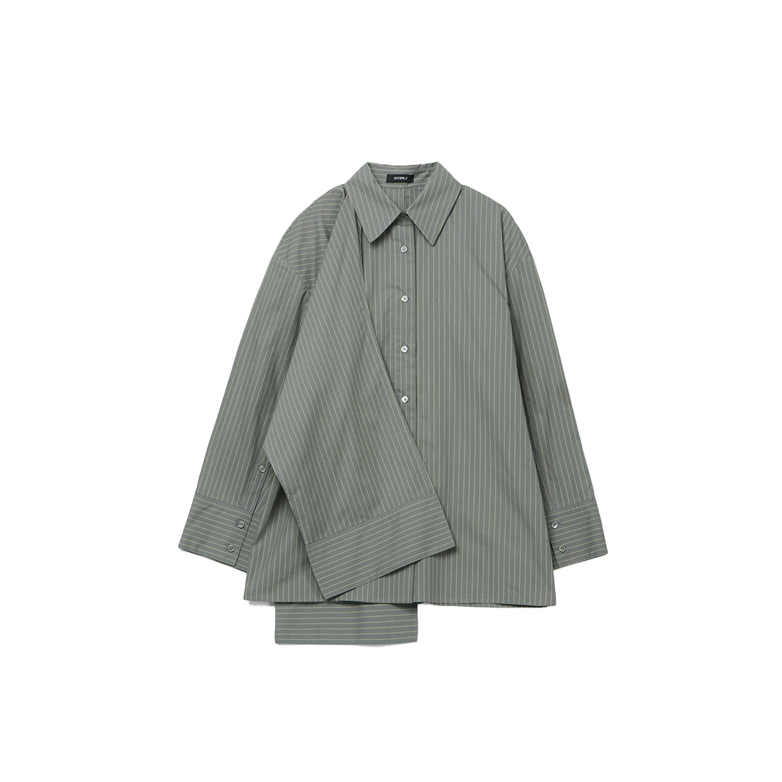 GJ24AW-T05_01 GOEN.J Self Tie Knotted Detail Pin Striped Cotton Shirt Grey