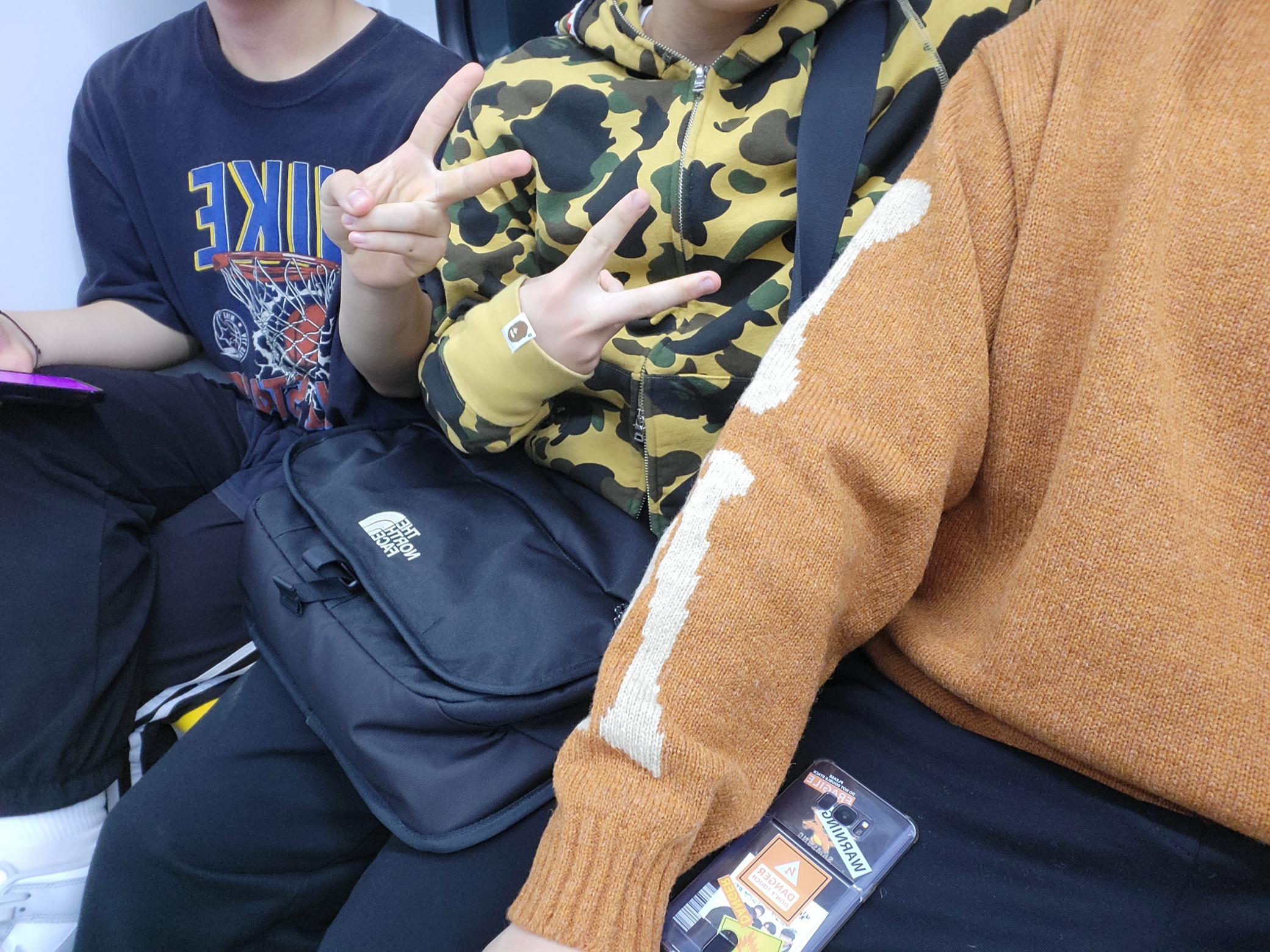 Kapital 5G Wool Bone Crewneck Sweater Orange, BAPE 1st Camo Shark Full Zip Hoodie Yellow 착용 스타일