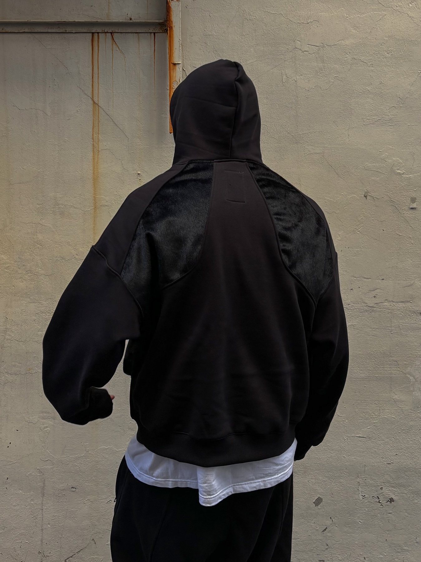 Wapworks Fur Scrap Heavy Sweat Hoodie Darkness 착용 스타일 - 4