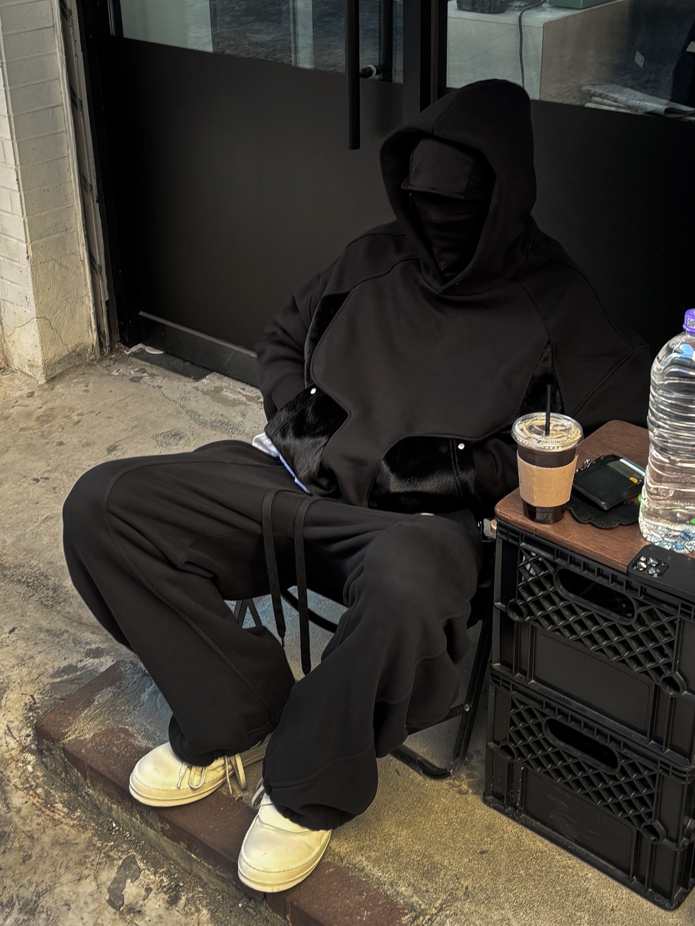 Wapworks Fur Scrap Heavy Sweat Hoodie Darkness 착용 스타일 - 1