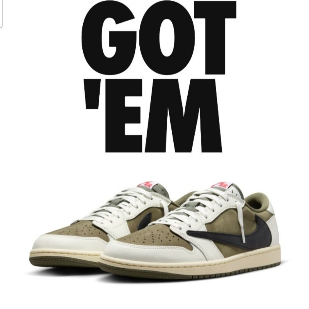 Jordan 1 x Travis Scott Retro Low OG SP Reverse Olive, (TD) Jordan 1 x Travis Scott Retro Low OG SP Reverse Olive 착용 스타일 - 1
