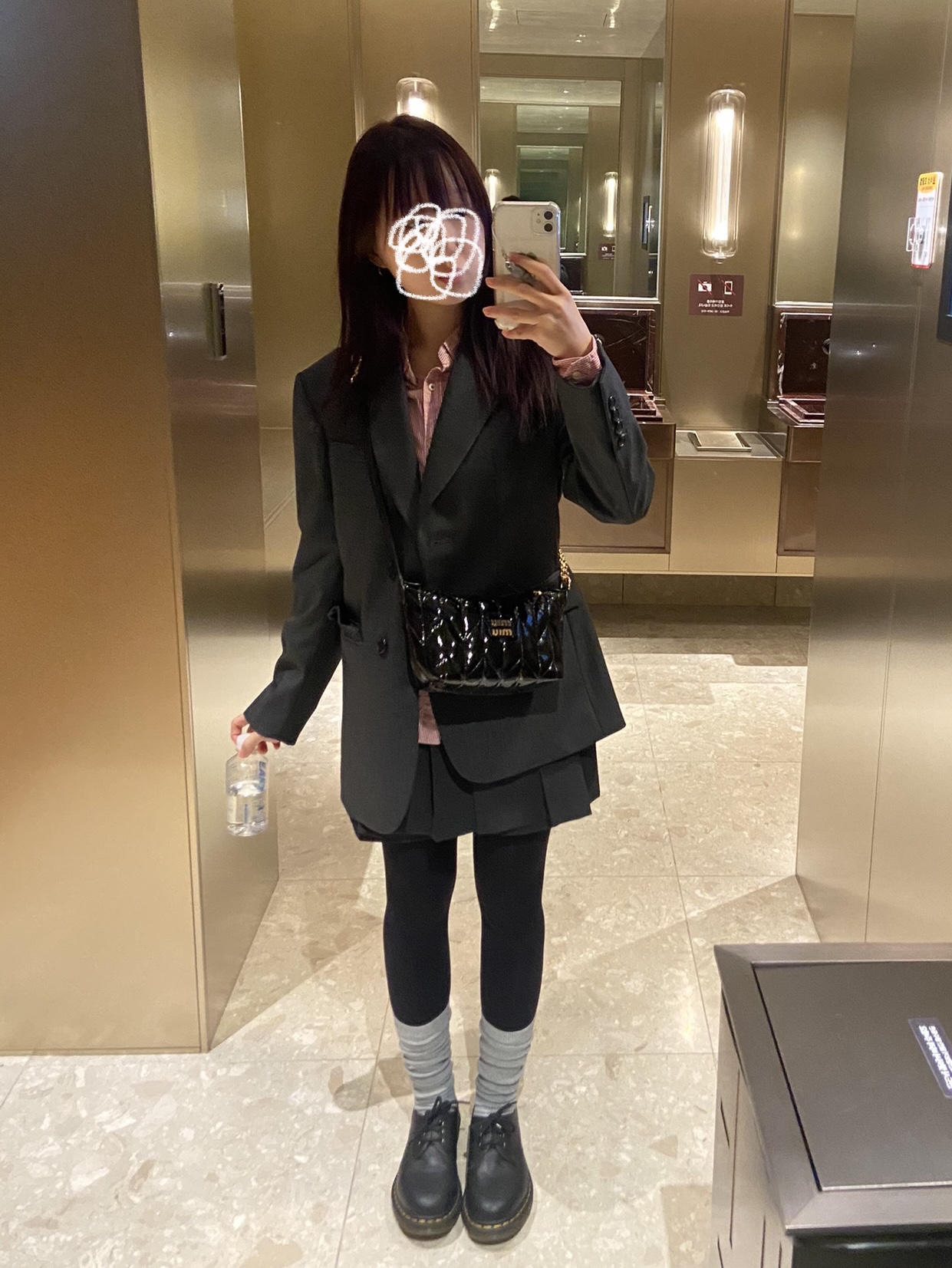 Dr. Martens 1461 Smooth Black, (W) Dunst Essential 2 Button Wool Blazer Charcoal Grey 착용 스타일 - 2