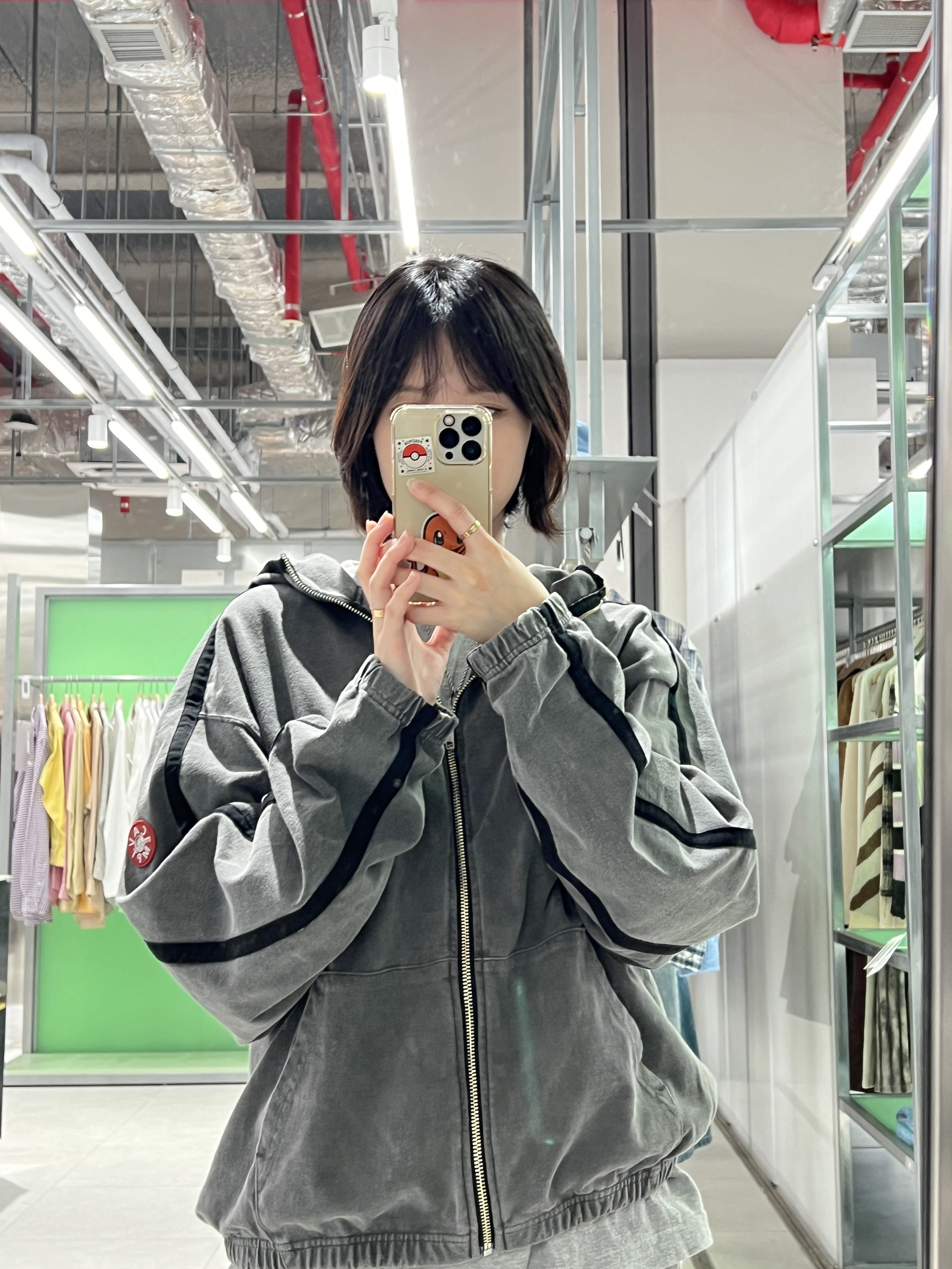 Cav Empt Overdye Taped Light Zip Hoody Charcoal - 24FW, Cav Empt Overdye Cotton Casual Pants Charcoal - 24FW 착용 스타일 - 2