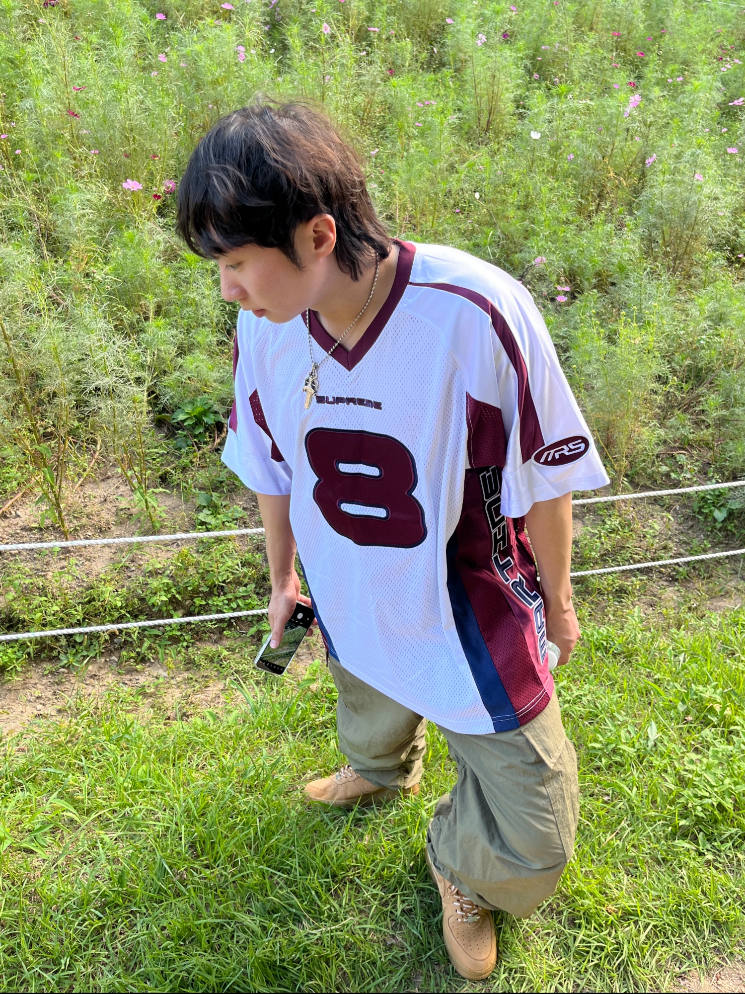 Supreme x Martine Rose Football Jersey White - 24FW, Nike x Supreme Air Force 1 Low Flax 착용 스타일 - 1