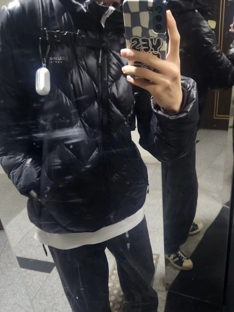 Thisisneverthat Ultralight Down Jacket Black 착용 스타일