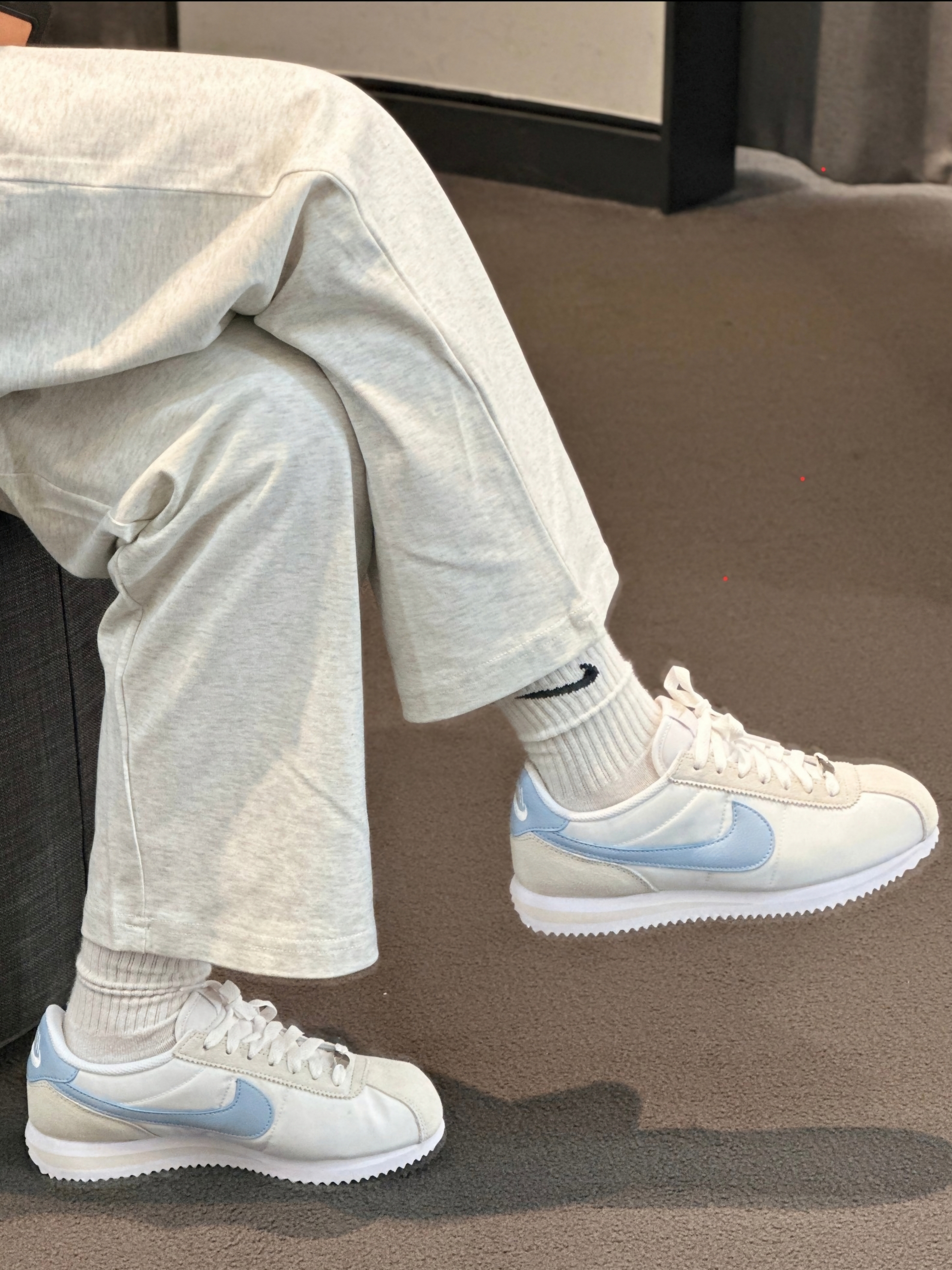(W) Nike Cortez Light Armory Blue 착용 스타일