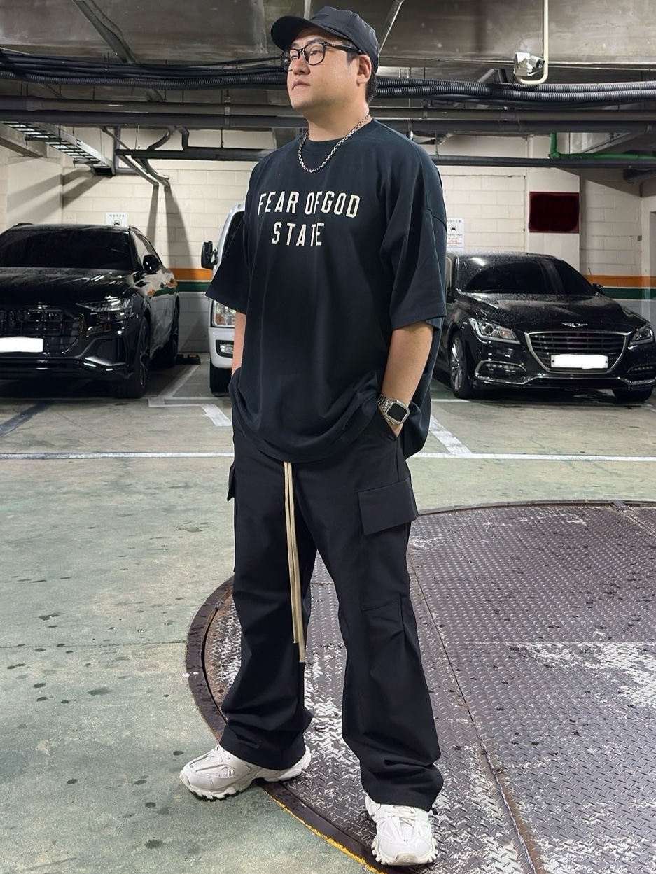 Essentials Nylon Baseball Cap Black - 24SS, Essentials Textured Nylon Field Pant Black - 24FW 착용 스타일