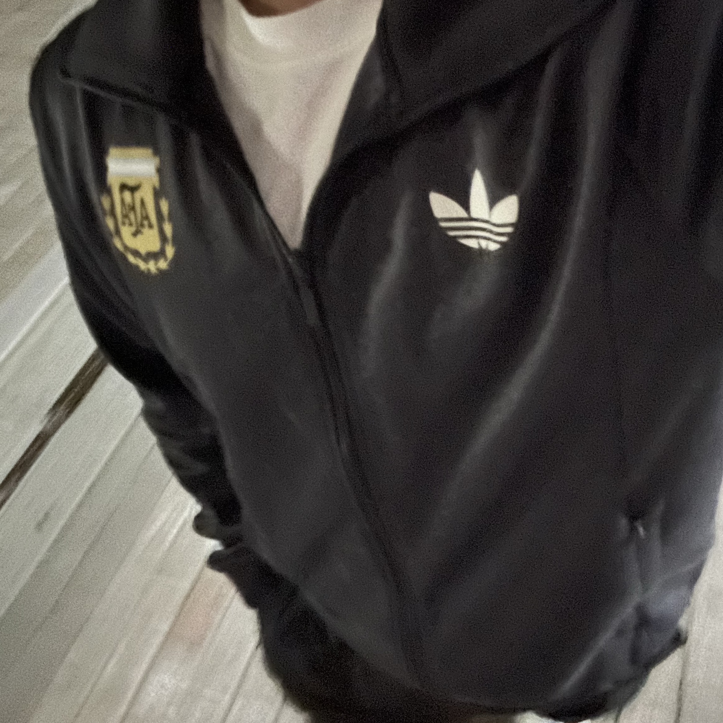 Adidas Argentina Beckenbauer Track Top Utility Black - KR Sizing 착용 스타일