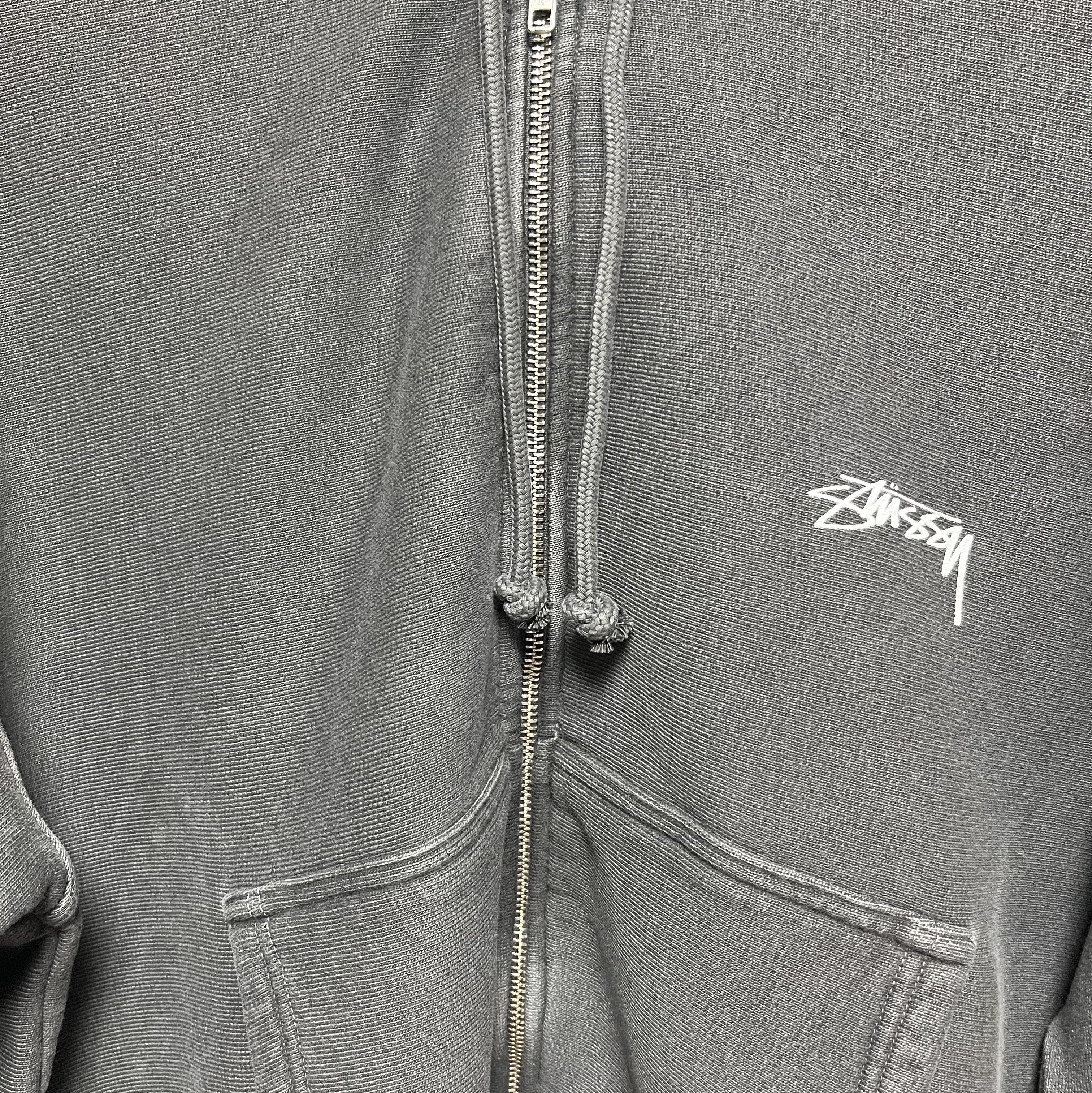 Stussy Pigment Dyed Smooth Stock Zip Hoodie Black 착용 스타일