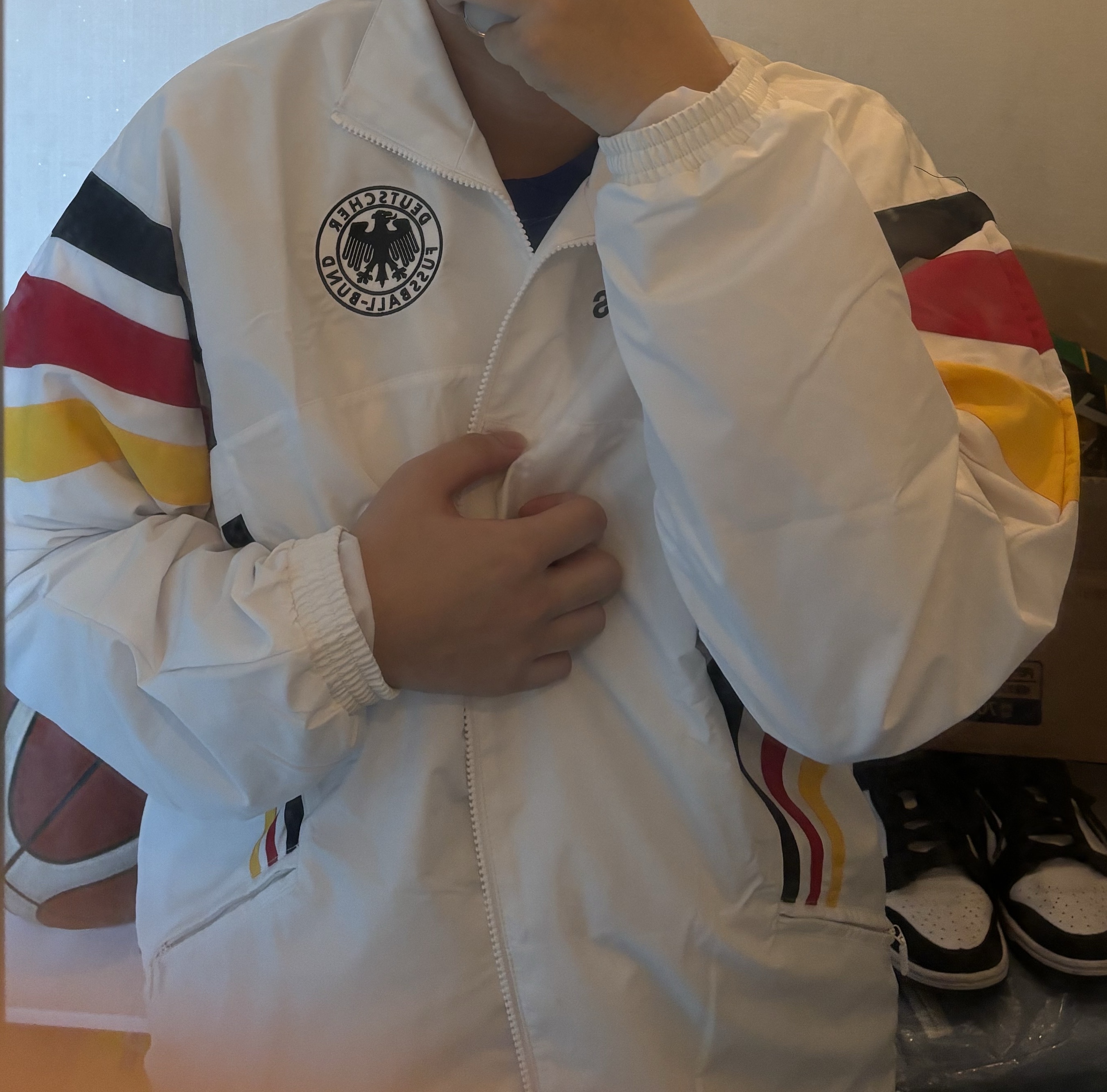 Adidas Germany 1996 Woven Track Jacket White - KR Sizing 착용 스타일