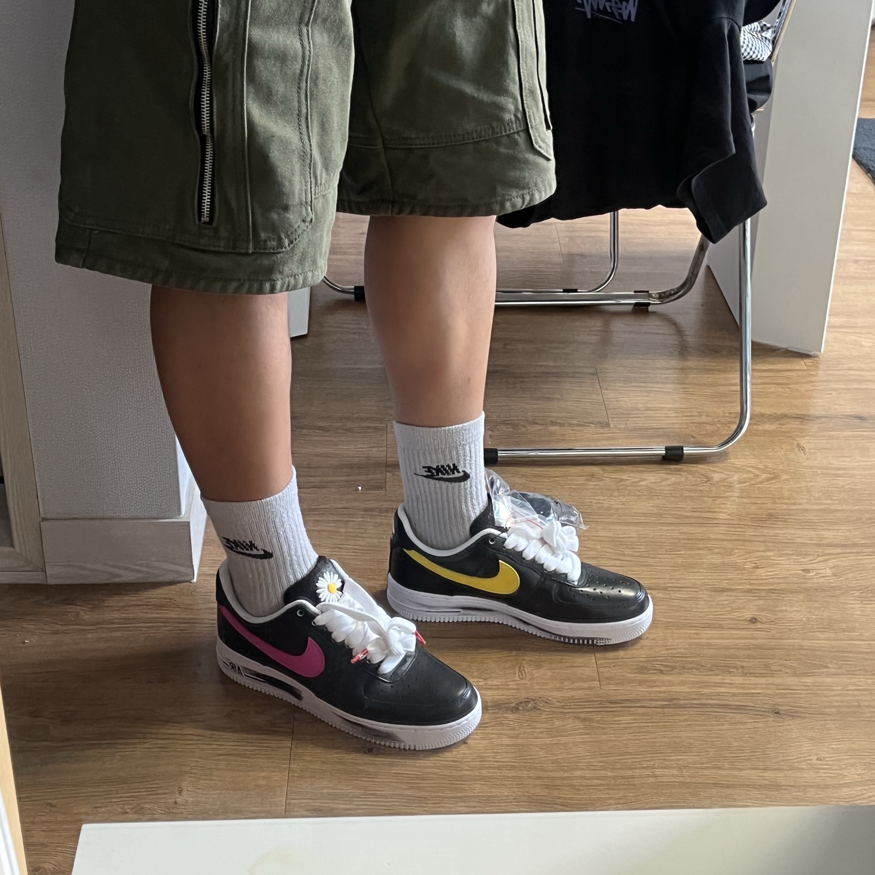 Nike x Peaceminusone Air Force 1 Low Para-Noise 3.0 Black and Multicolor 착용 스타일