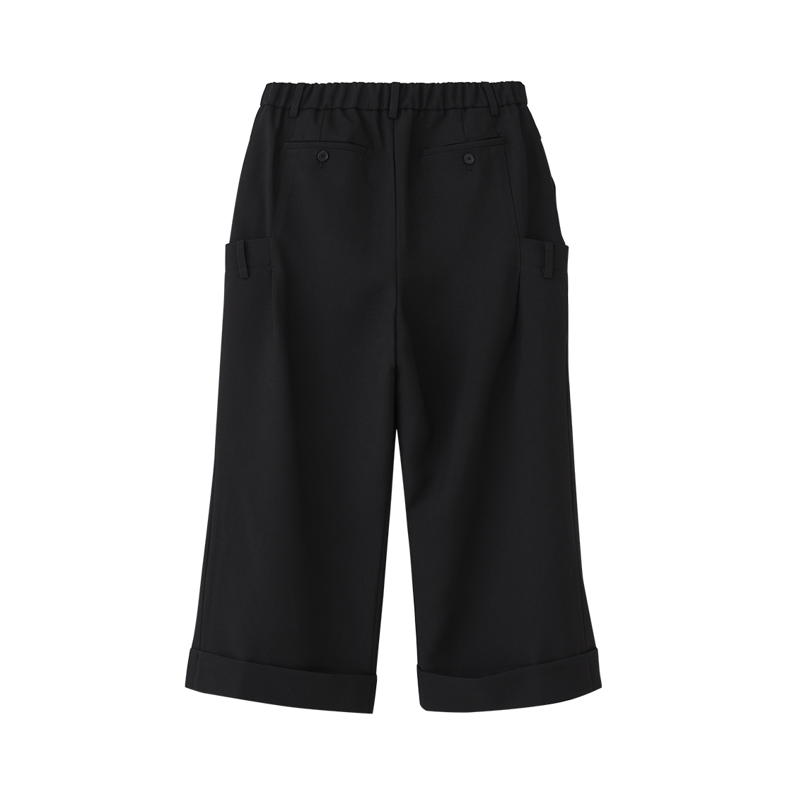 하이투 더블 웨이스트밴드 크롭 팬츠 블랙(HYII Double Waistband Wide Cropped Pants Black) - 2