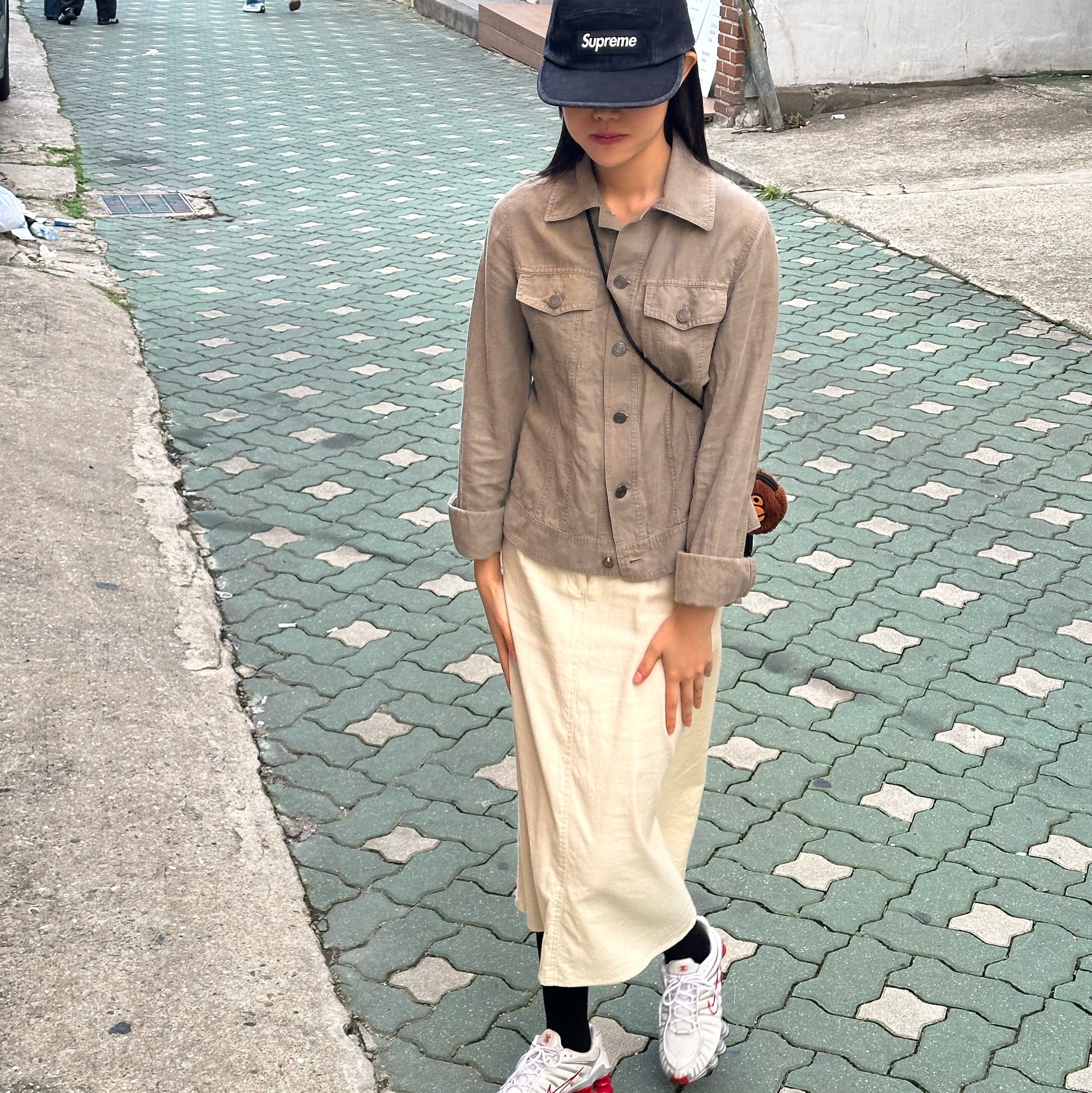 (W) Nike Shox TL Platinum Tint, Supreme Washed Chino Twill Camp Cap Black - 24SS 착용 스타일