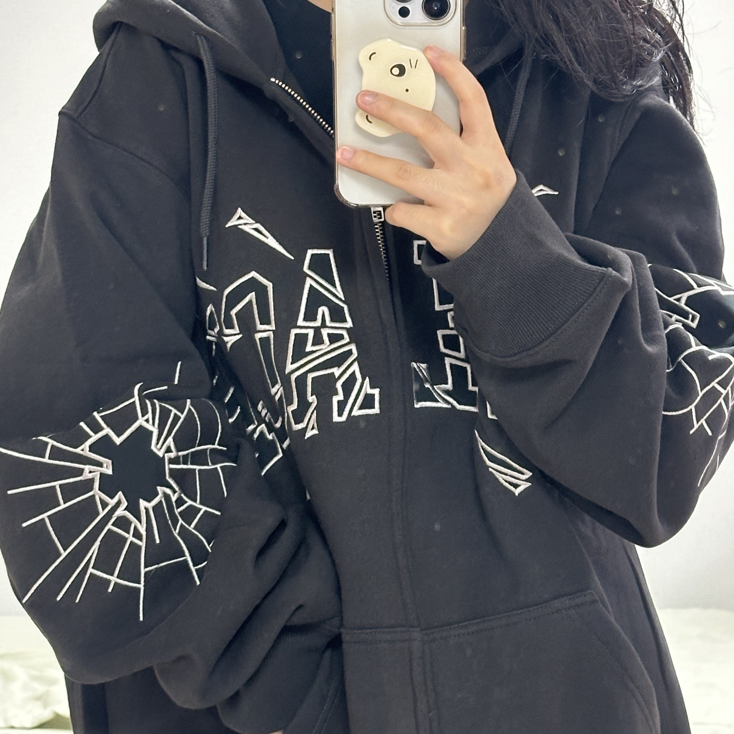 Palace Shatter Zip Hood Black - 24FW 착용 스타일 - 2