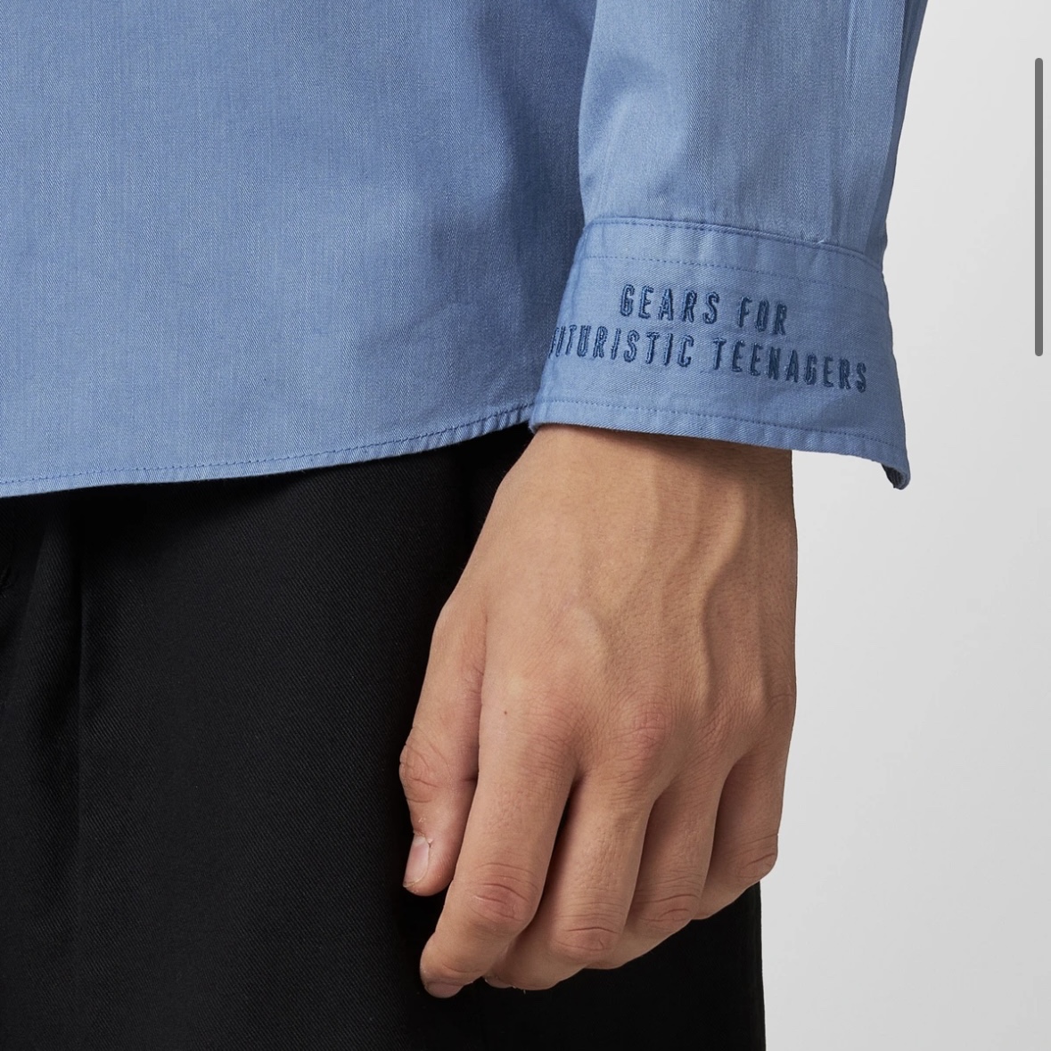 Human Made Pigment Dyed BD L/S Shirt Navy 착용 스타일 - 2