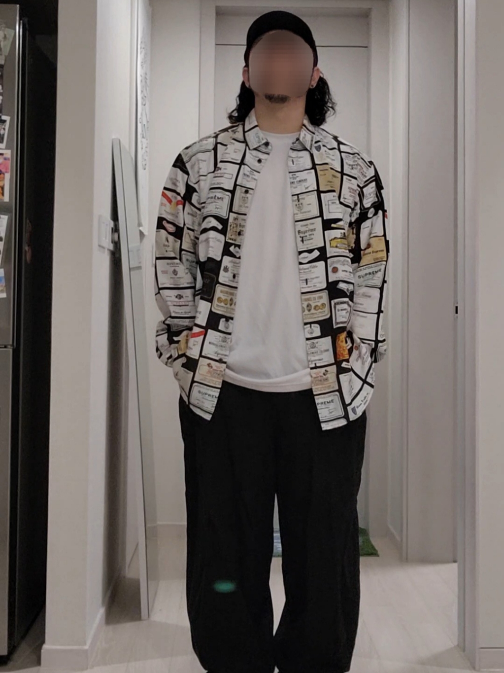 Supreme Label Shirt Black - 24FW, (W) Nike Shox TL Black and Max Orange 착용 스타일 - 1