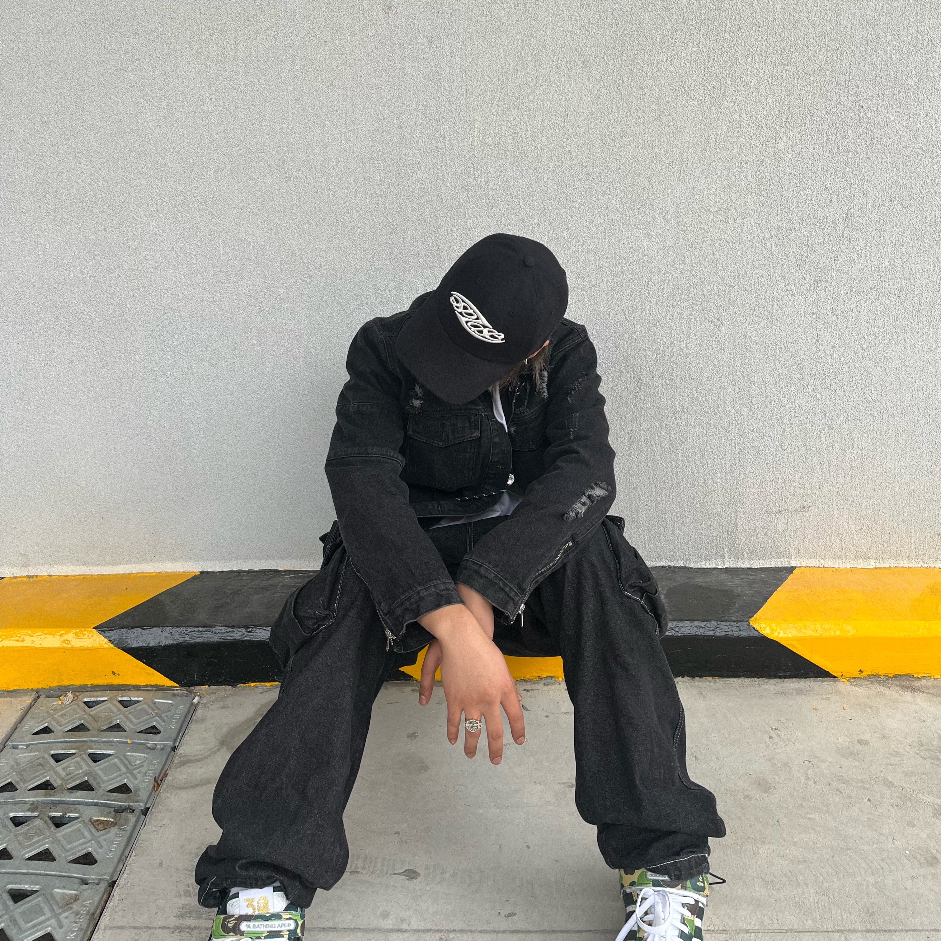 Wapworks HD silver ring, Adidas x BAPE Forum 84 Low Green Camo 착용 스타일 - 2
