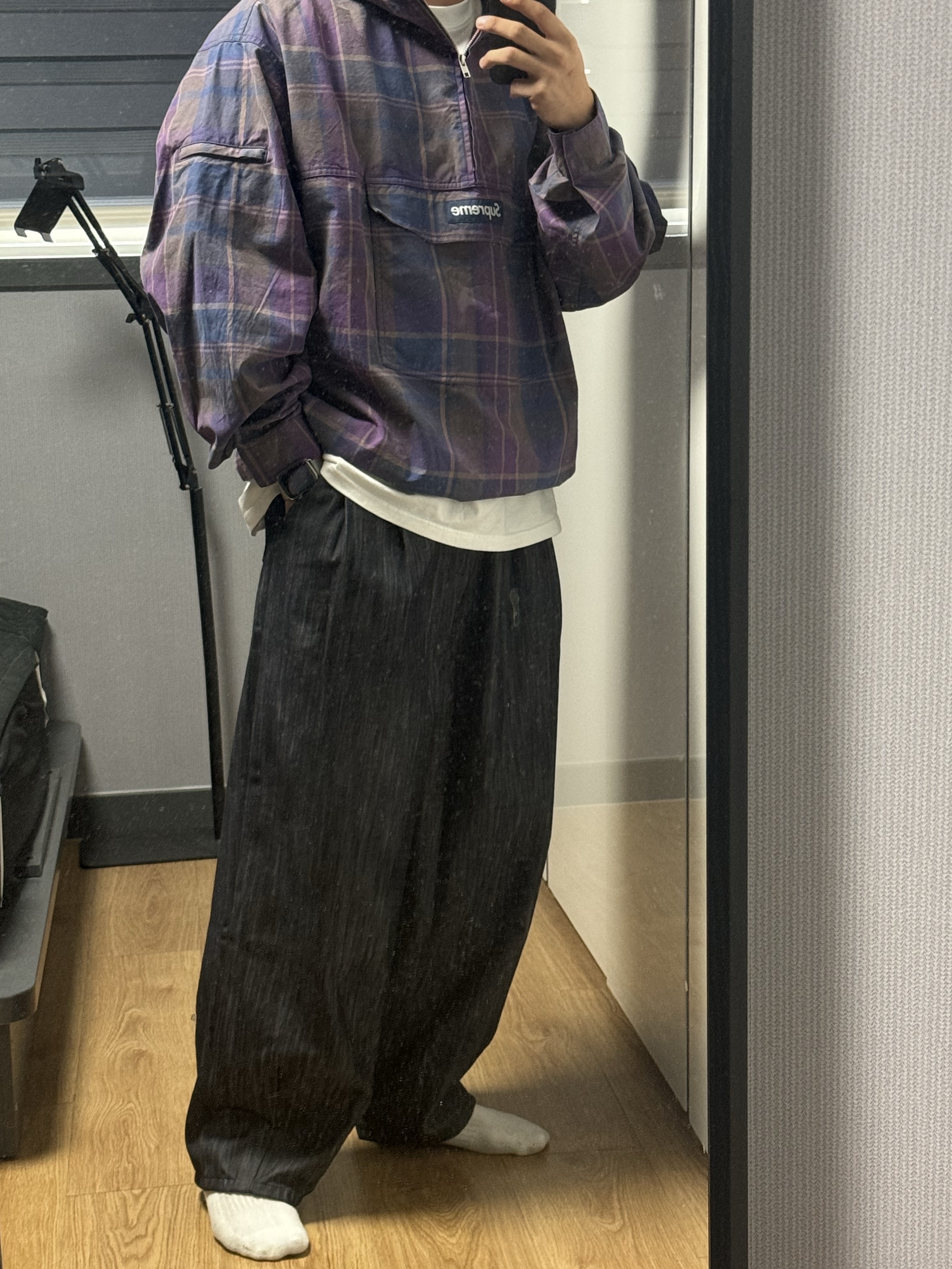 Supreme Cotton Utility Anorak Plaid - 24SS 착용 스타일