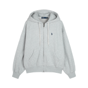 [30%적립] Polo Ralph Lauren Women Oversized Fleece Zipper Graphic Hoodie Grey - 24FW