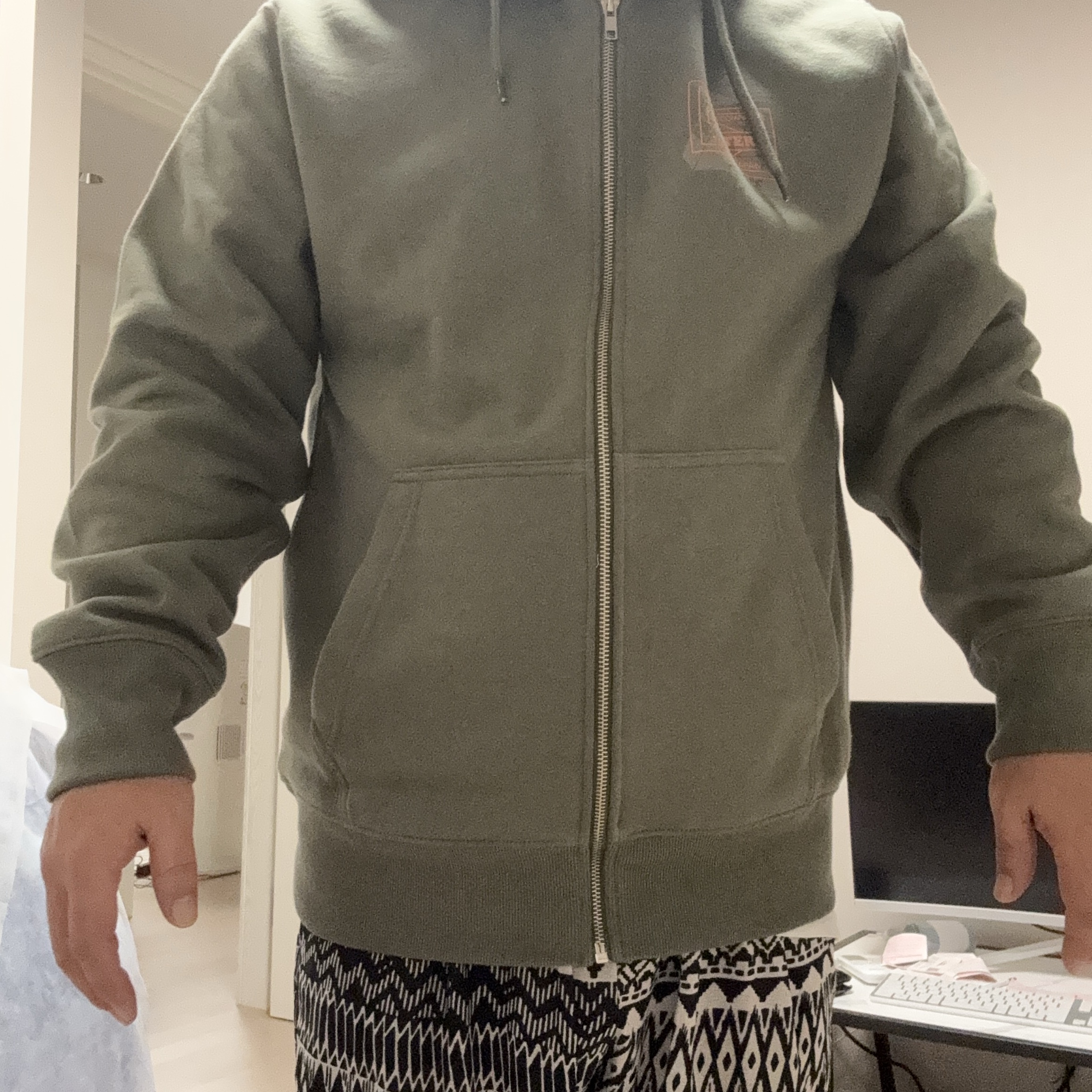 Palace x Porter Hoodie Olive - 24FW 착용 스타일 - 1