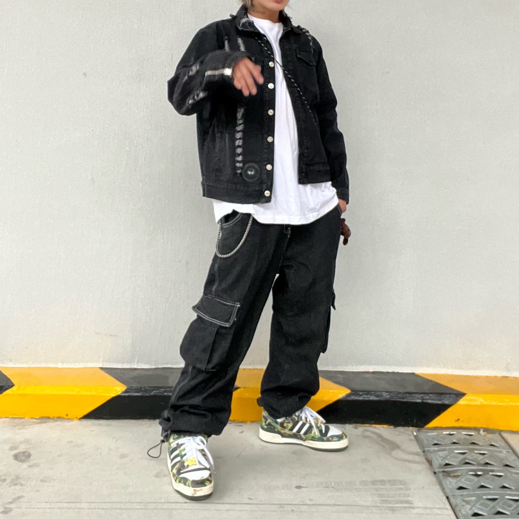 Wapworks HD silver ring, Adidas x BAPE Forum 84 Low Green Camo 착용 스타일 - 3