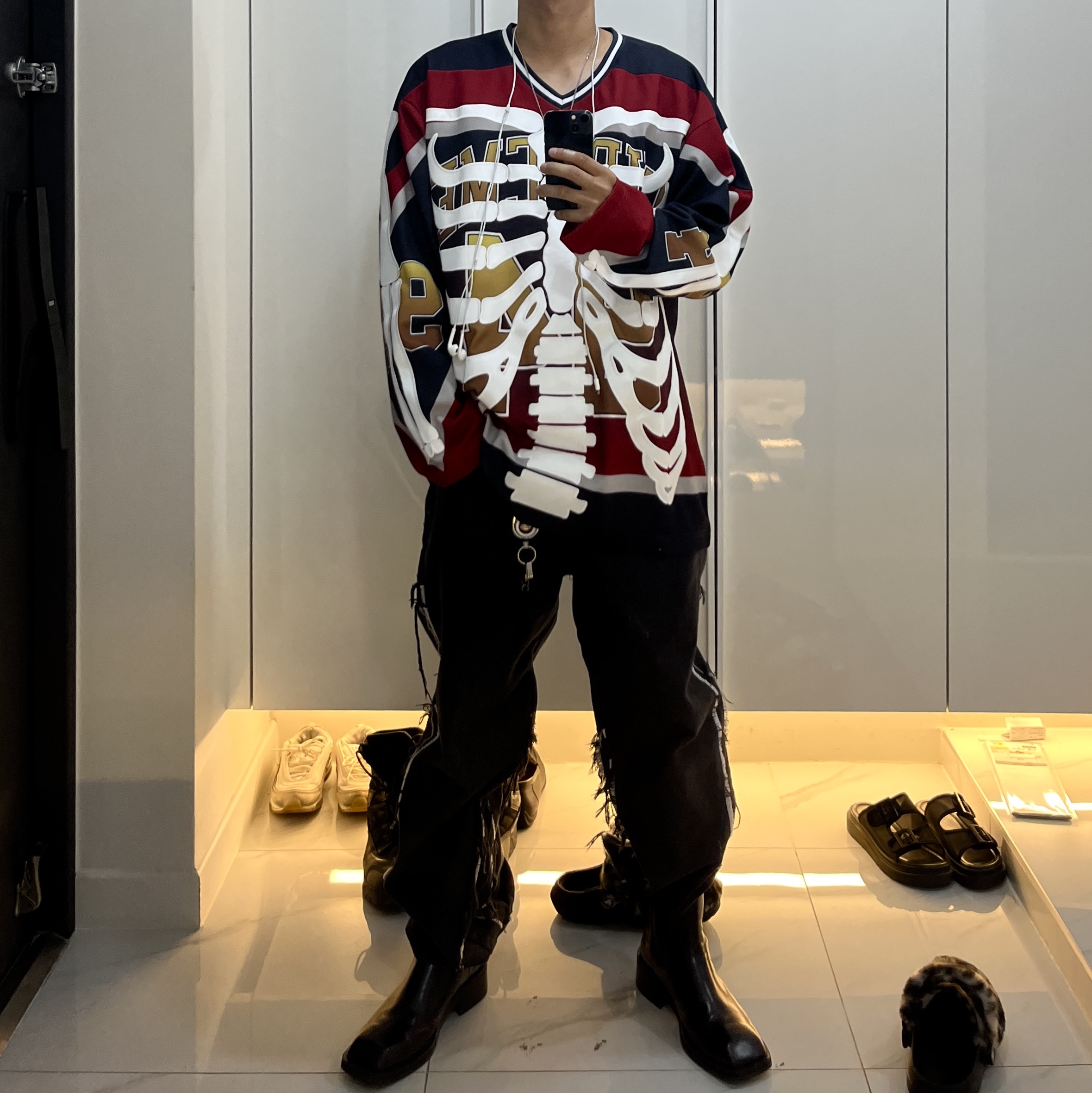 Supreme Bones Hockey Jersey Multicolor - 23FW 착용 스타일 - 2